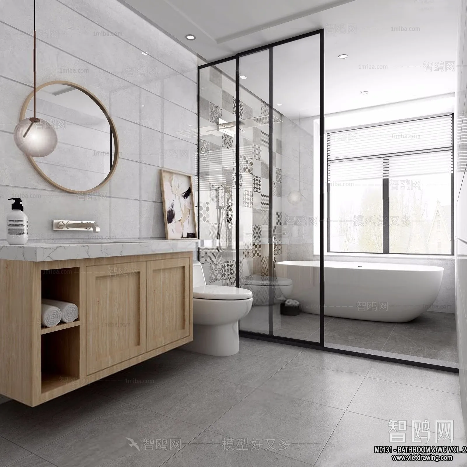 Bathroom - Toilet - WC - RestRoom - 3D Interior Scene - 276