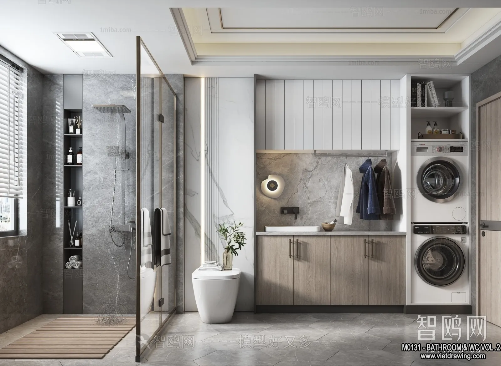 Bathroom - Toilet - WC - RestRoom - 3D Interior Scene - 277