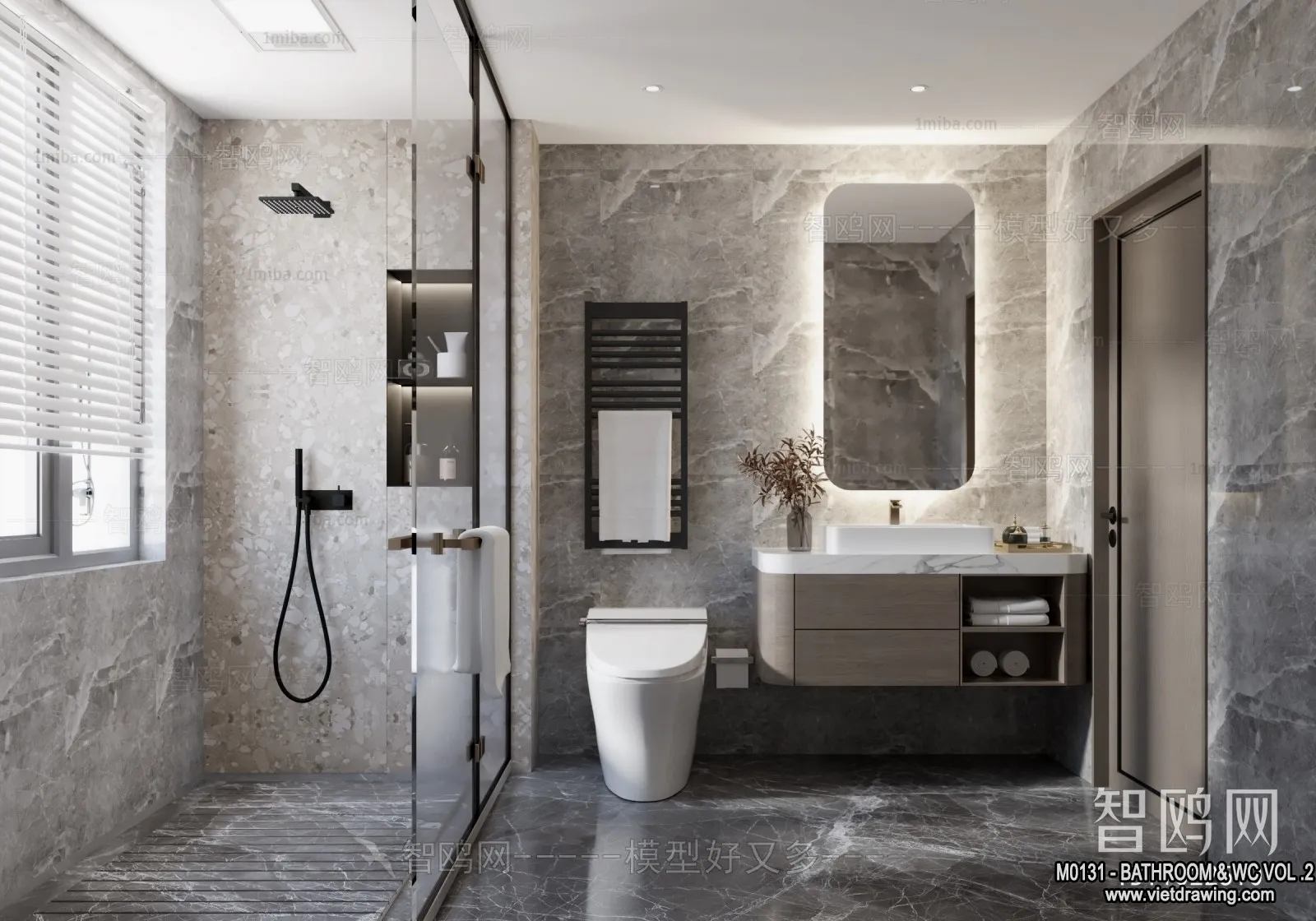 Bathroom - Toilet - WC - RestRoom - 3D Interior Scene - 278