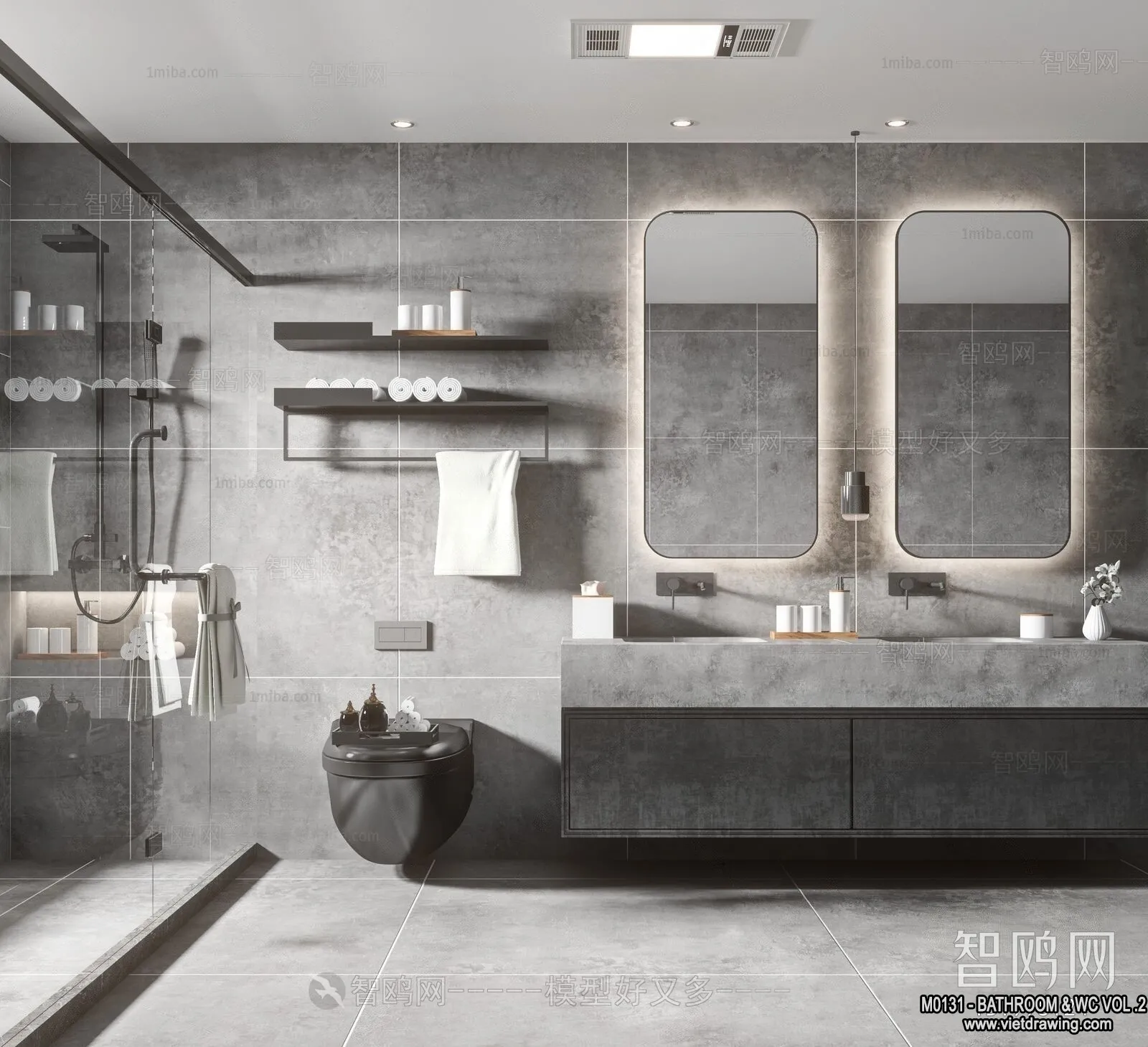 Bathroom - Toilet - WC - RestRoom - 3D Interior Scene - 281