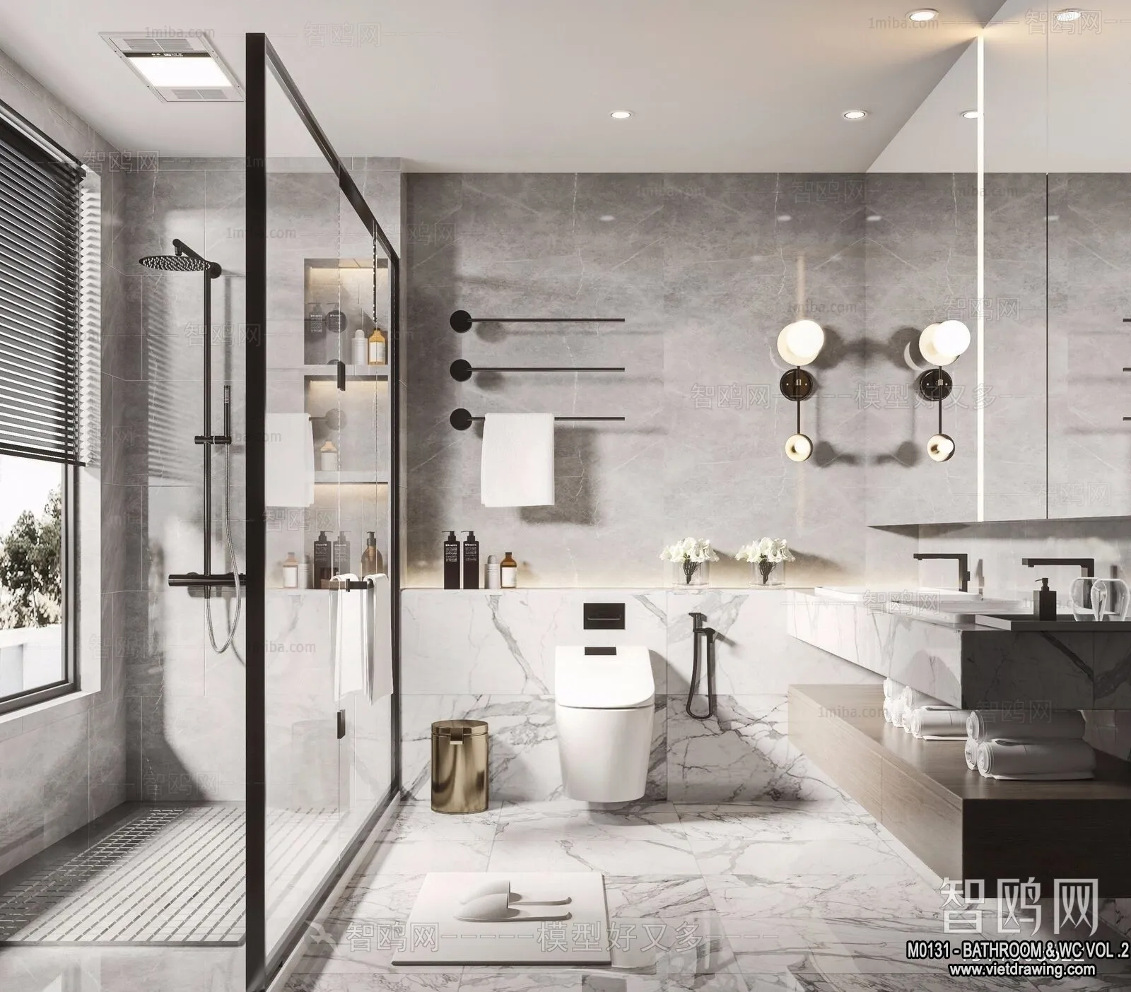 Bathroom - Toilet - WC - RestRoom - 3D Interior Scene - 283