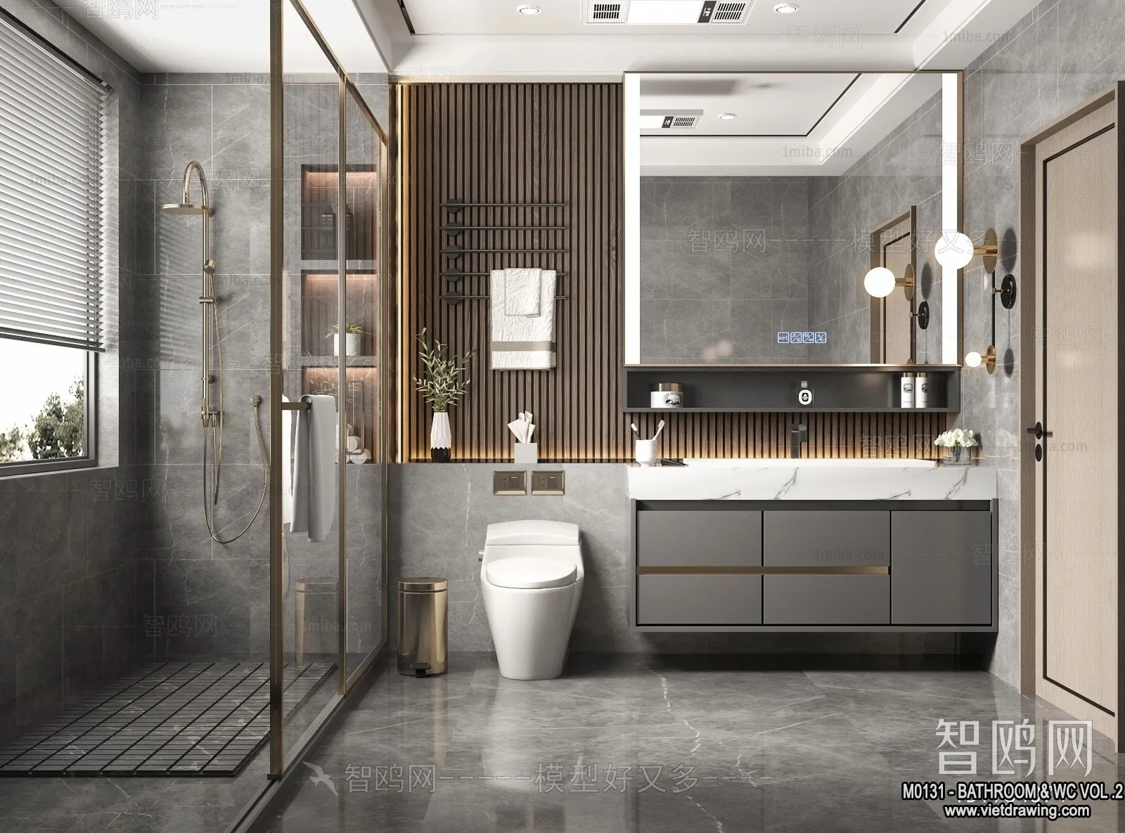 Bathroom - Toilet - WC - RestRoom - 3D Interior Scene - 288