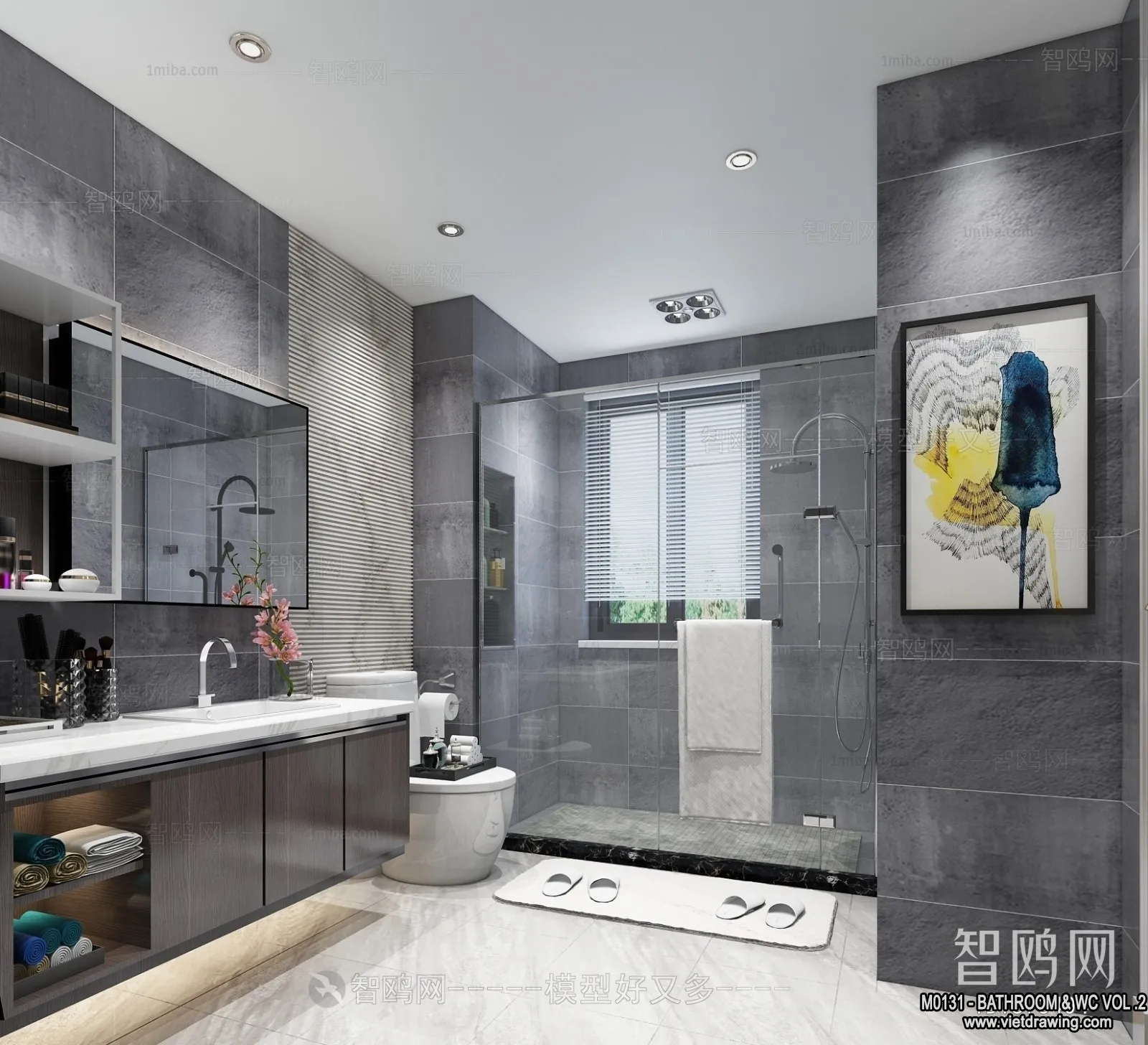 Bathroom - Toilet - WC - RestRoom - 3D Interior Scene - 289