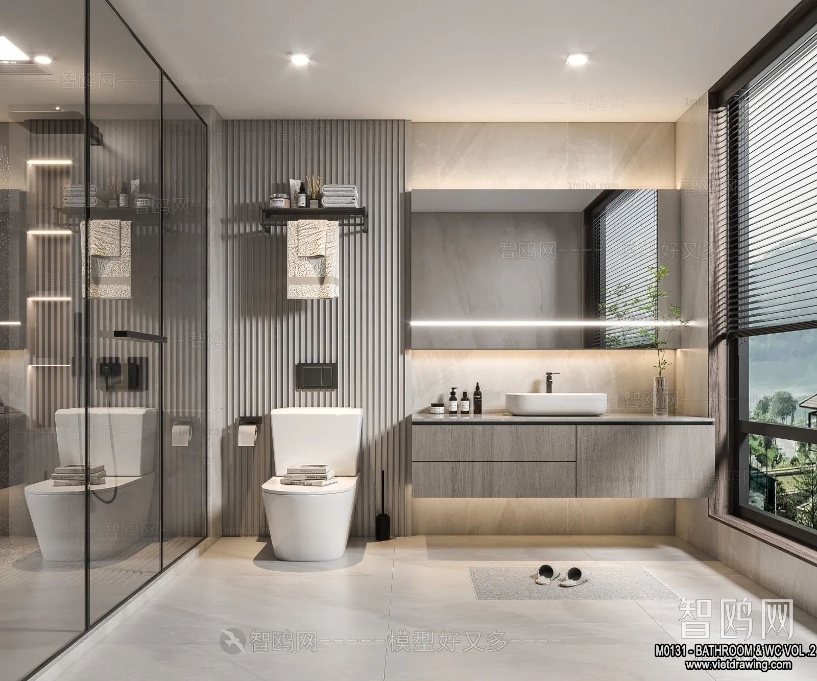Bathroom - Toilet - WC - RestRoom - 3D Interior Scene - 292