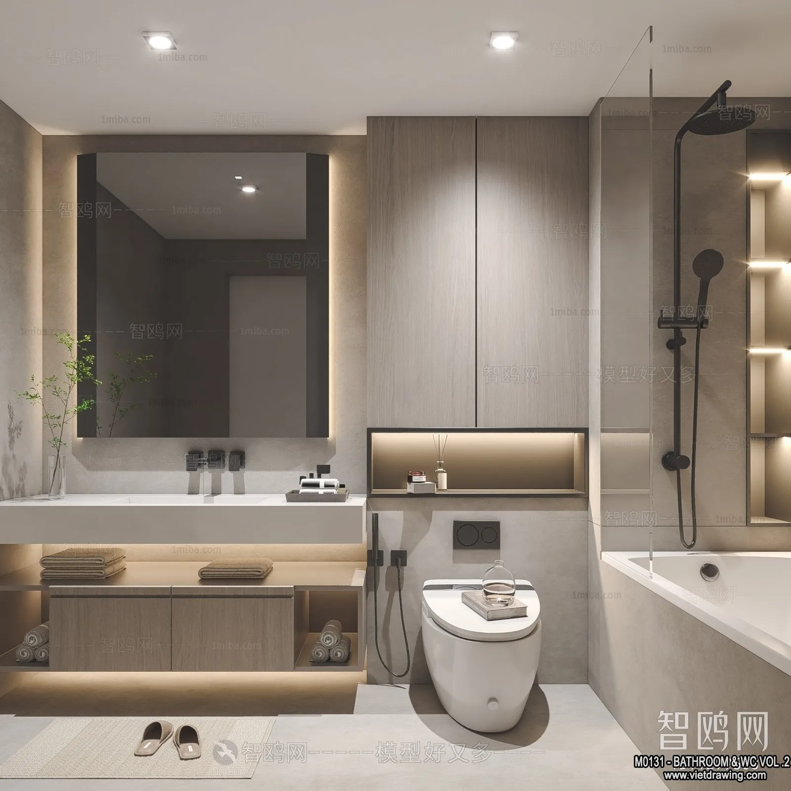 Bathroom - Toilet - WC - RestRoom - 3D Interior Scene - 293