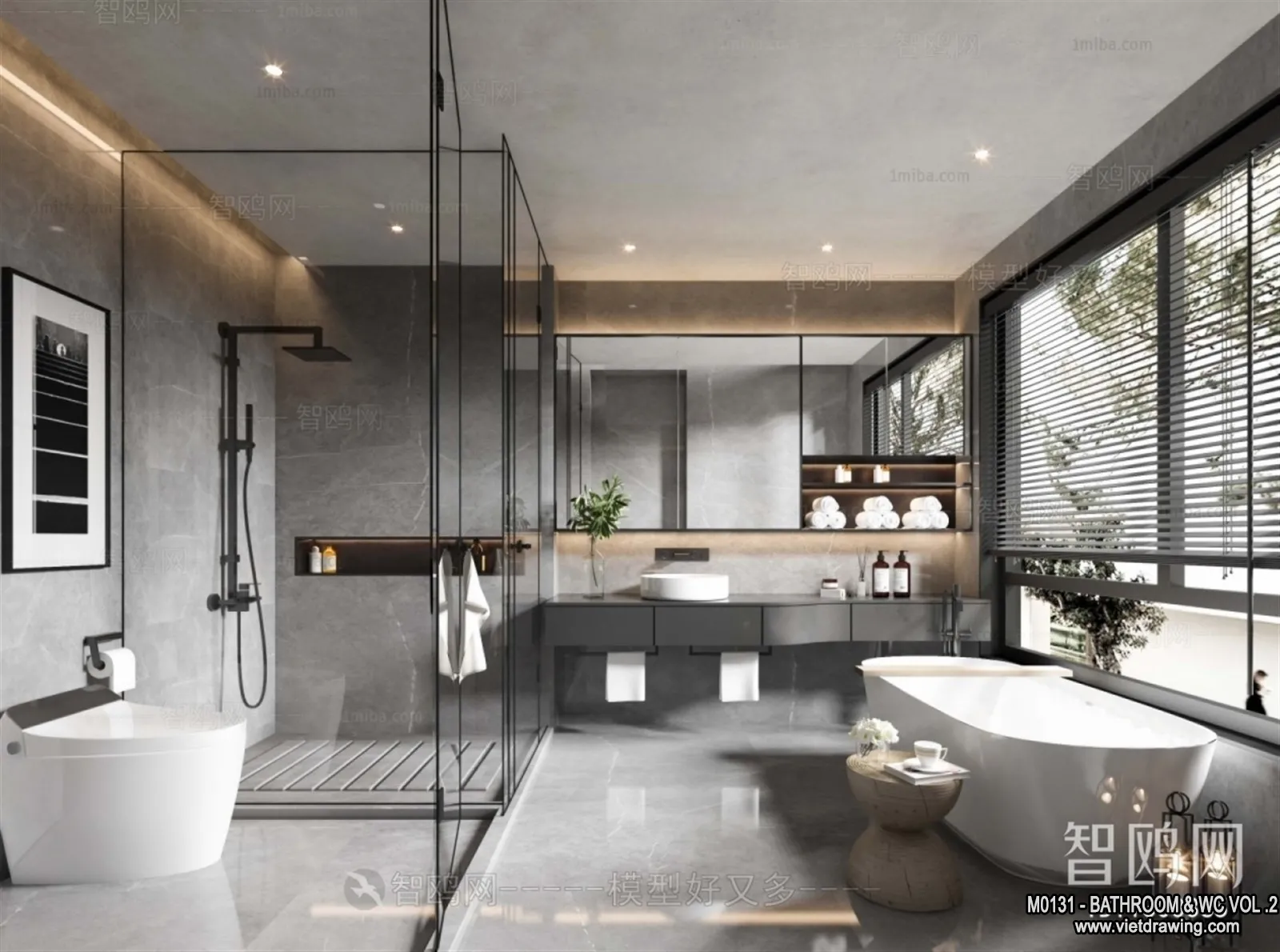 Bathroom - Toilet - WC - RestRoom - 3D Interior Scene - 294