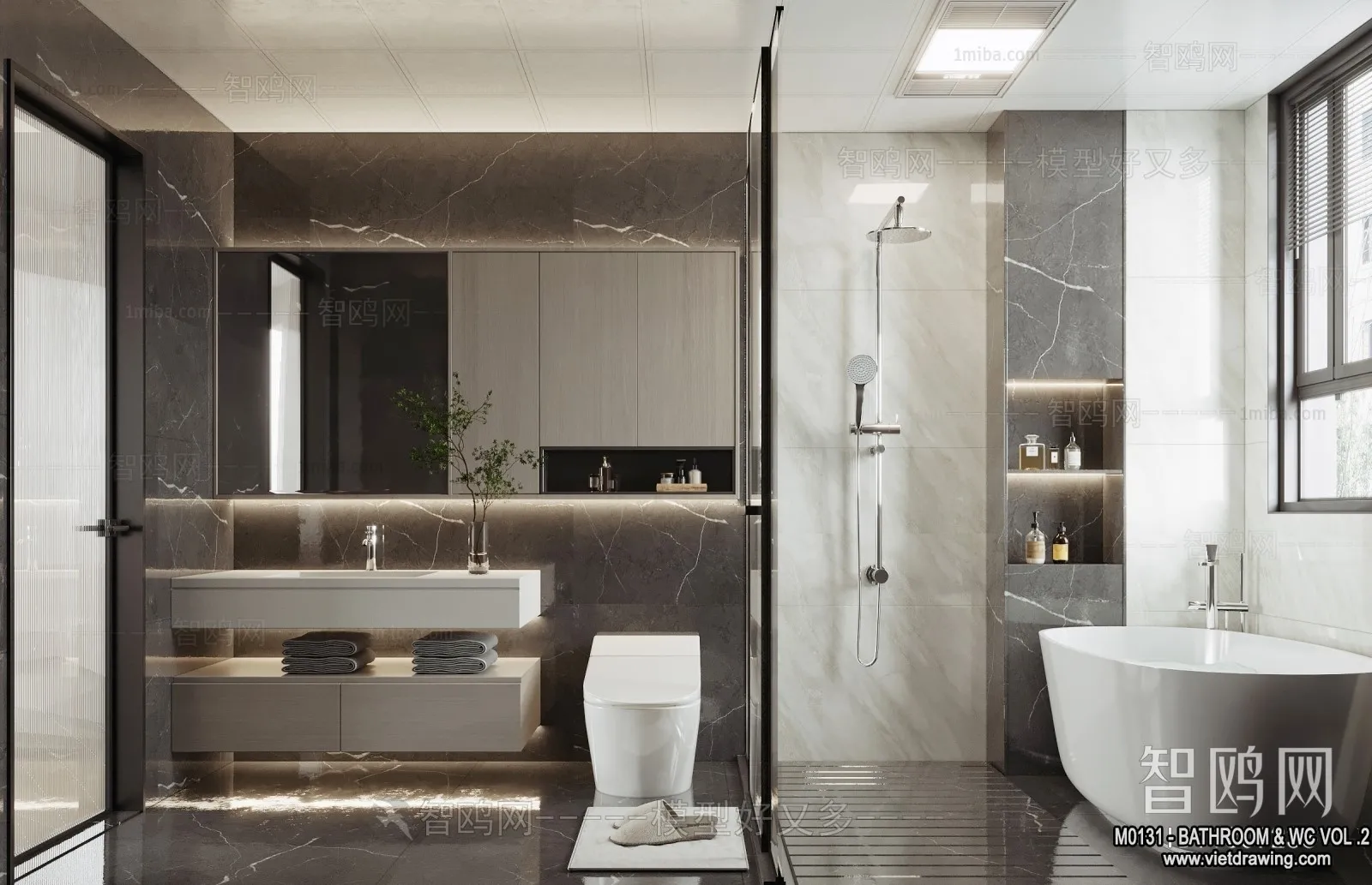 Bathroom - Toilet - WC - RestRoom - 3D Interior Scene - 296