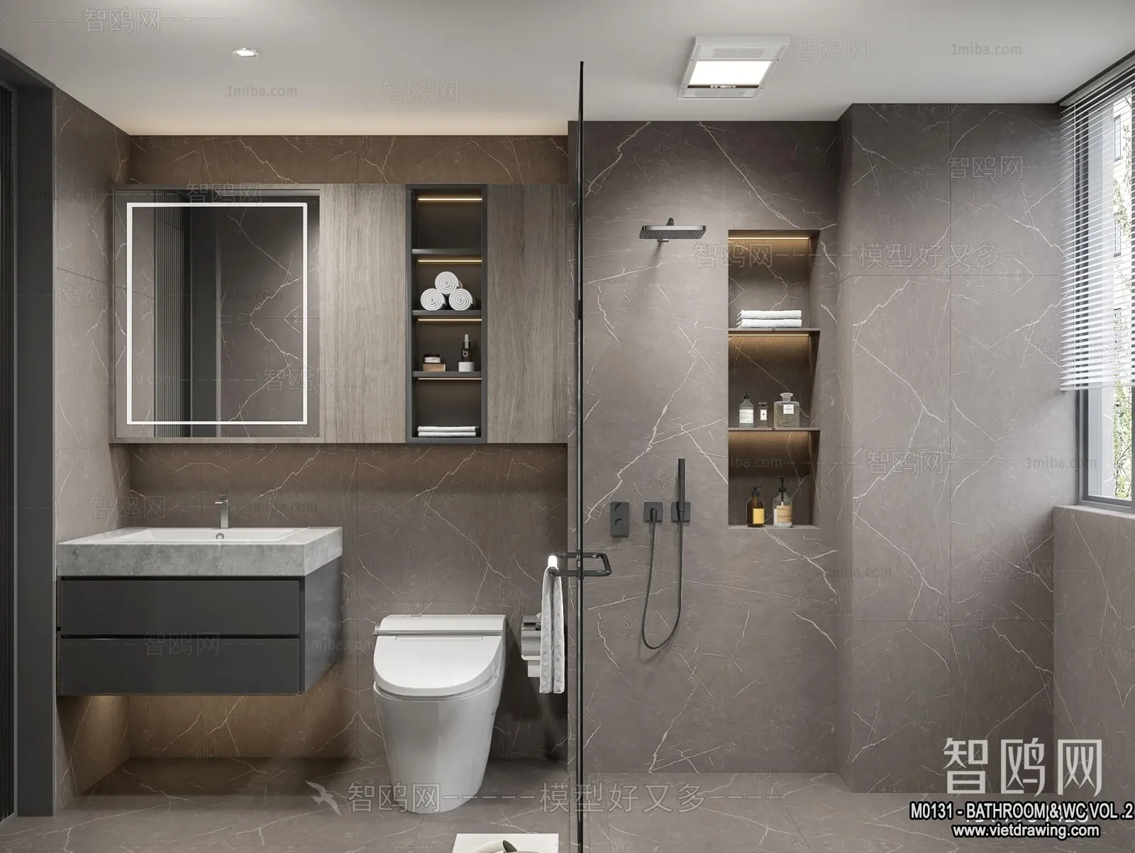 Bathroom - Toilet - WC - RestRoom - 3D Interior Scene - 297