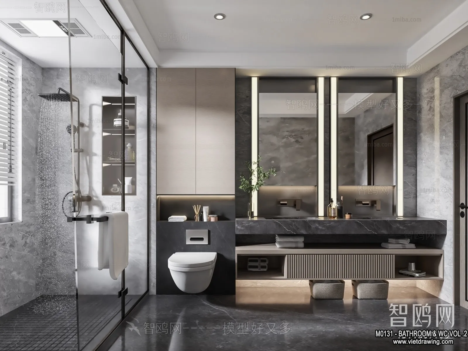 Bathroom - Toilet - WC - RestRoom - 3D Interior Scene - 298