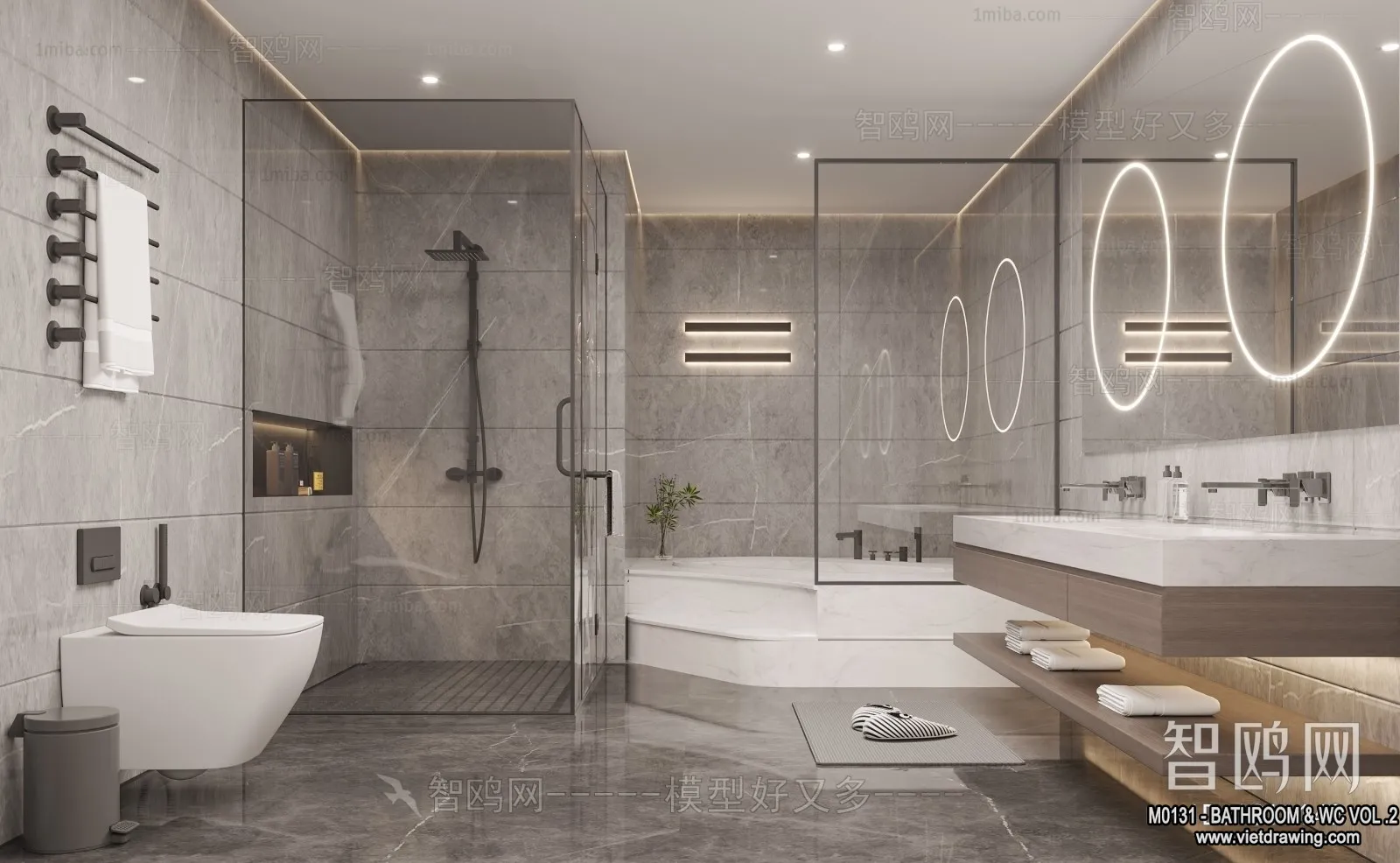 Bathroom - Toilet - WC - RestRoom - 3D Interior Scene - 299