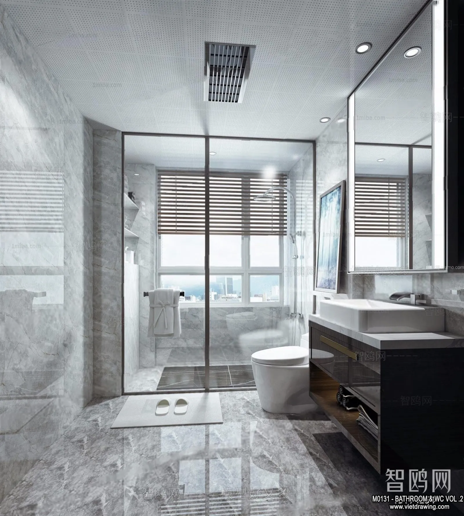 Bathroom - Toilet - WC - RestRoom - 3D Interior Scene - 300