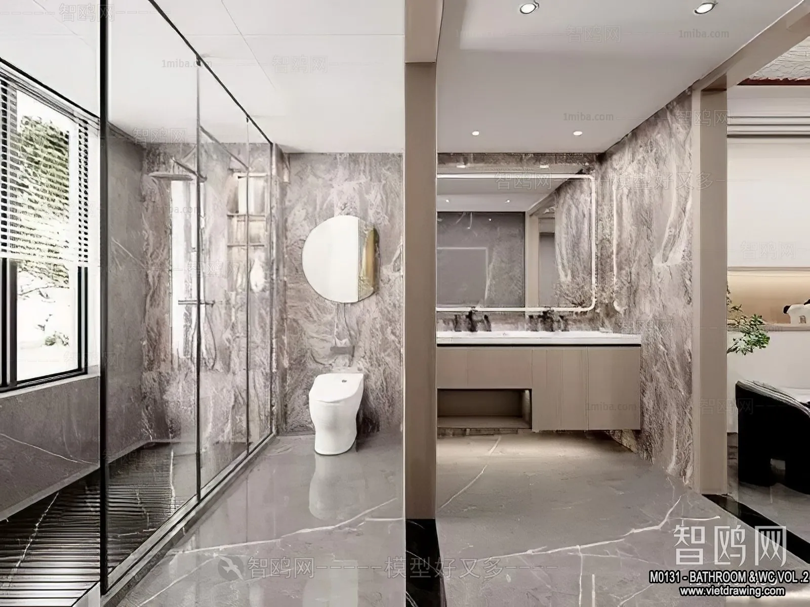 Bathroom - Toilet - WC - RestRoom - 3D Interior Scene - 303