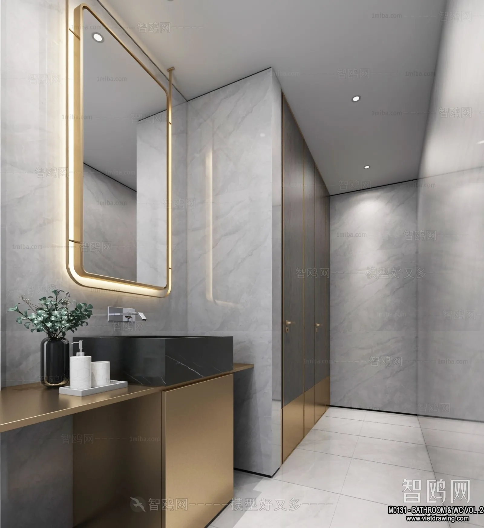 Bathroom - Toilet - WC - RestRoom - 3D Interior Scene - 306