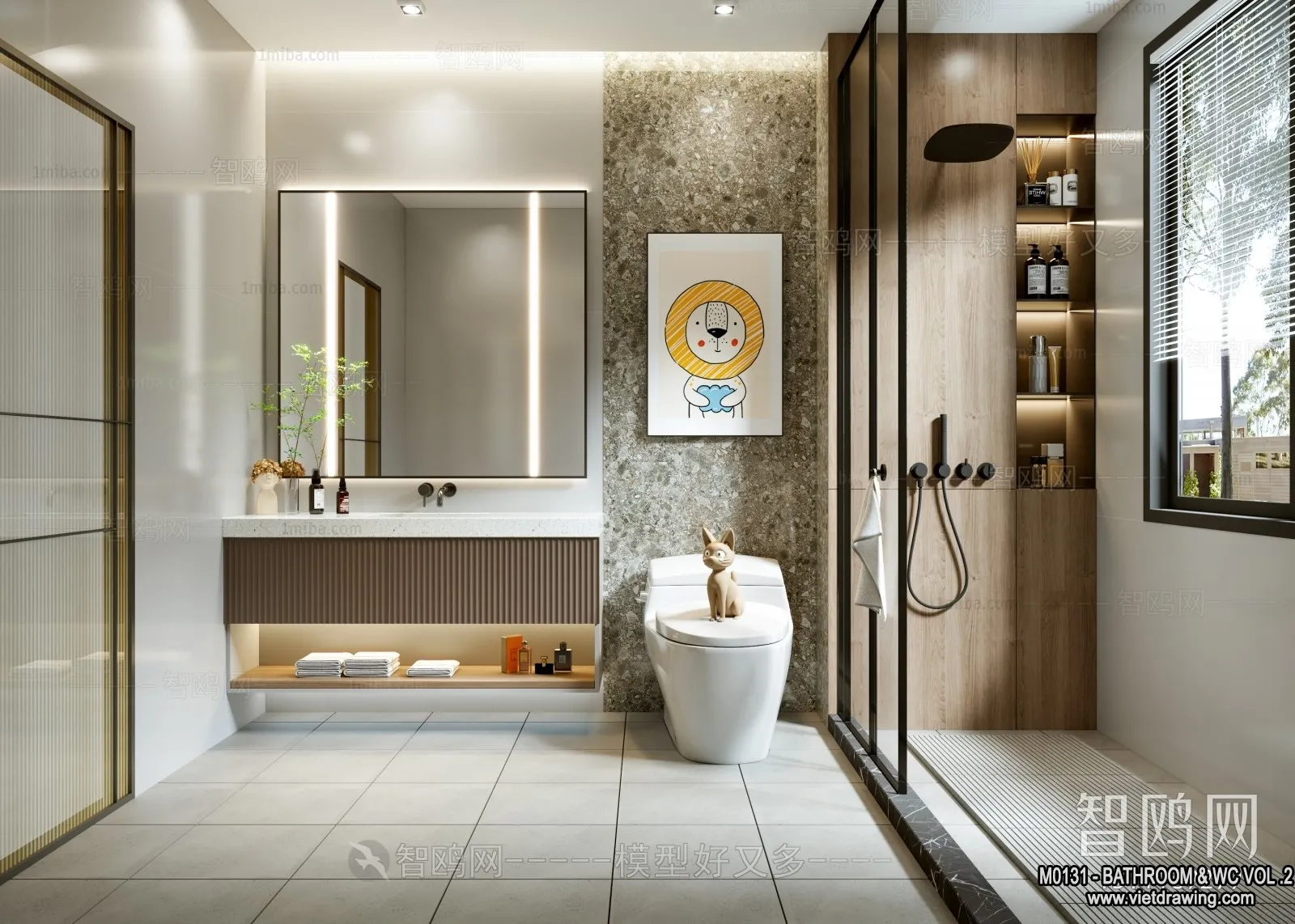 Bathroom - Toilet - WC - RestRoom - 3D Interior Scene - 308
