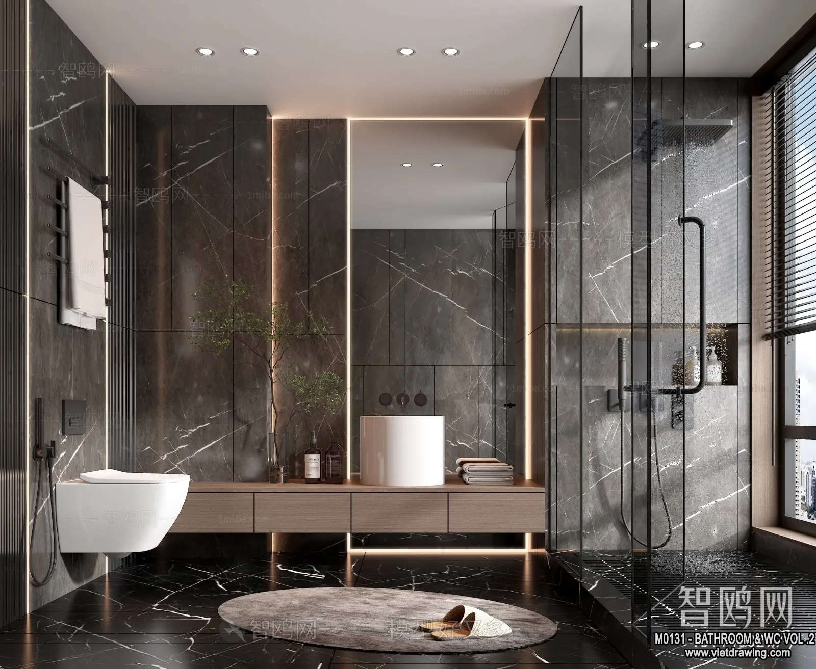 Bathroom - Toilet - WC - RestRoom - 3D Interior Scene - 317