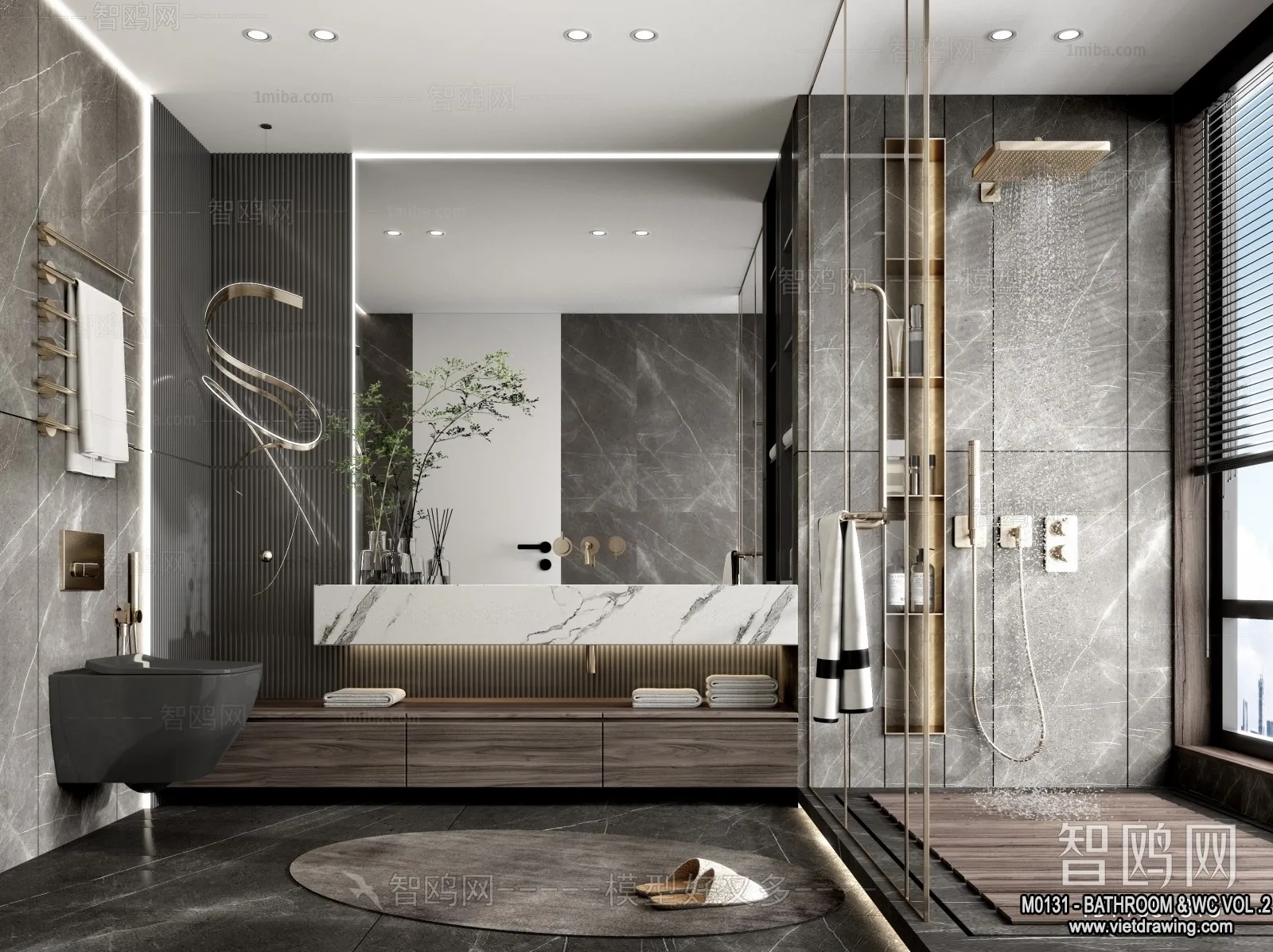 Bathroom - Toilet - WC - RestRoom - 3D Interior Scene - 322