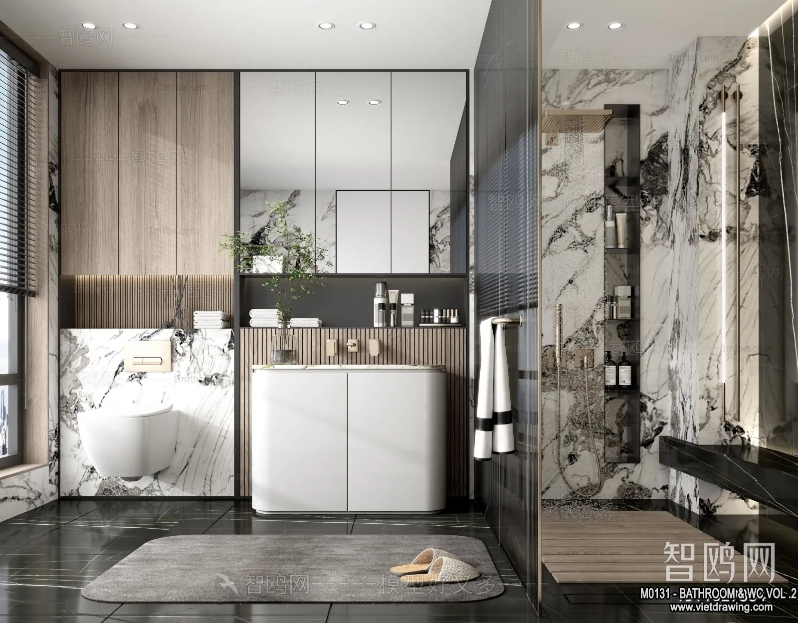 Bathroom - Toilet - WC - RestRoom - 3D Interior Scene - 323