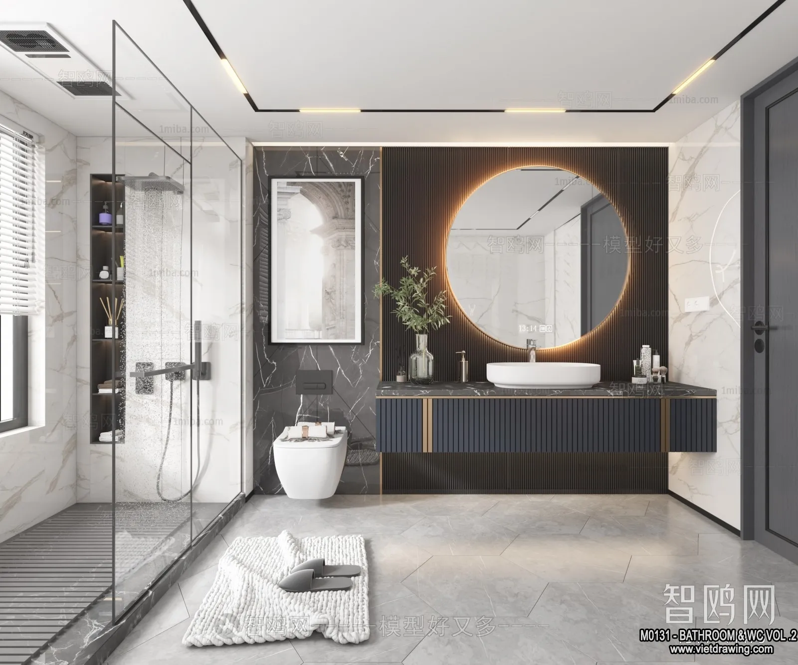 Bathroom - Toilet - WC - RestRoom - 3D Interior Scene - 324
