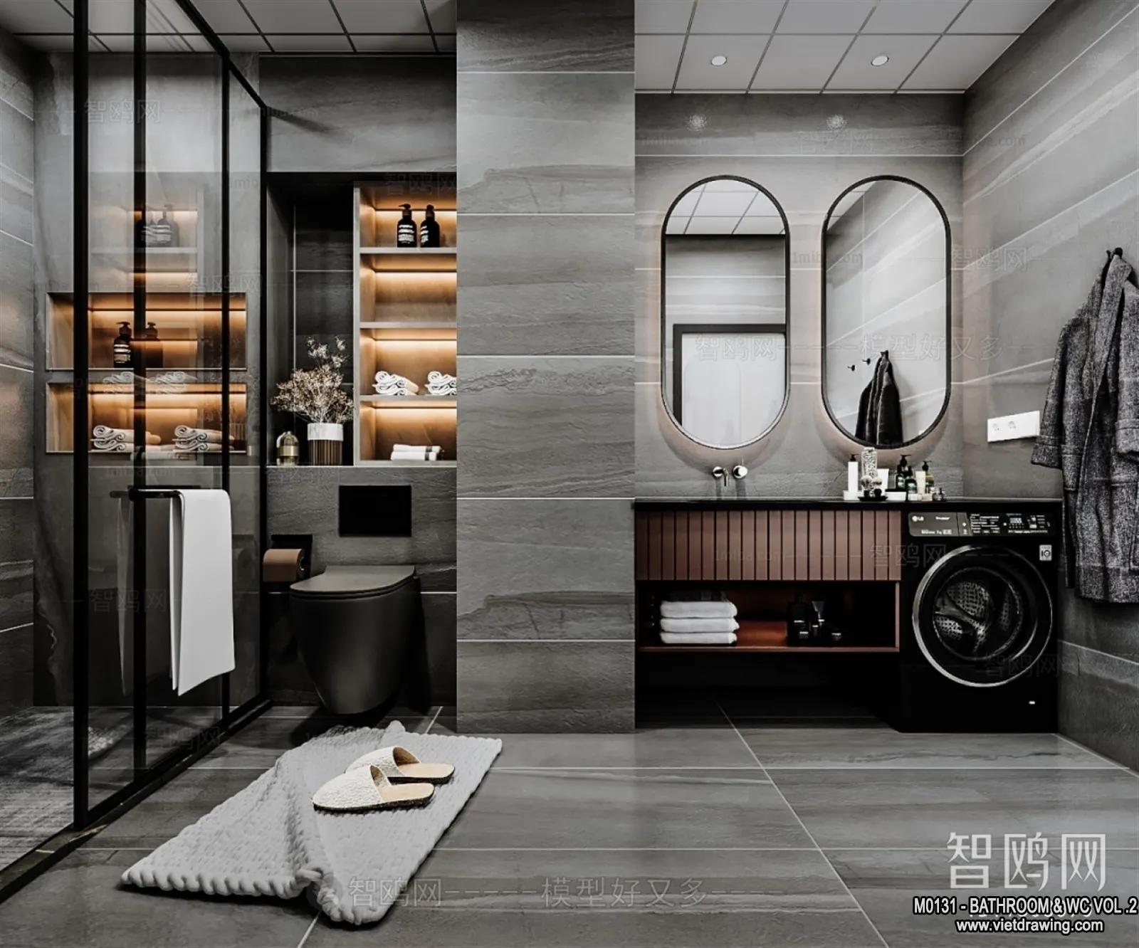 Bathroom - Toilet - WC - RestRoom - 3D Interior Scene - 325