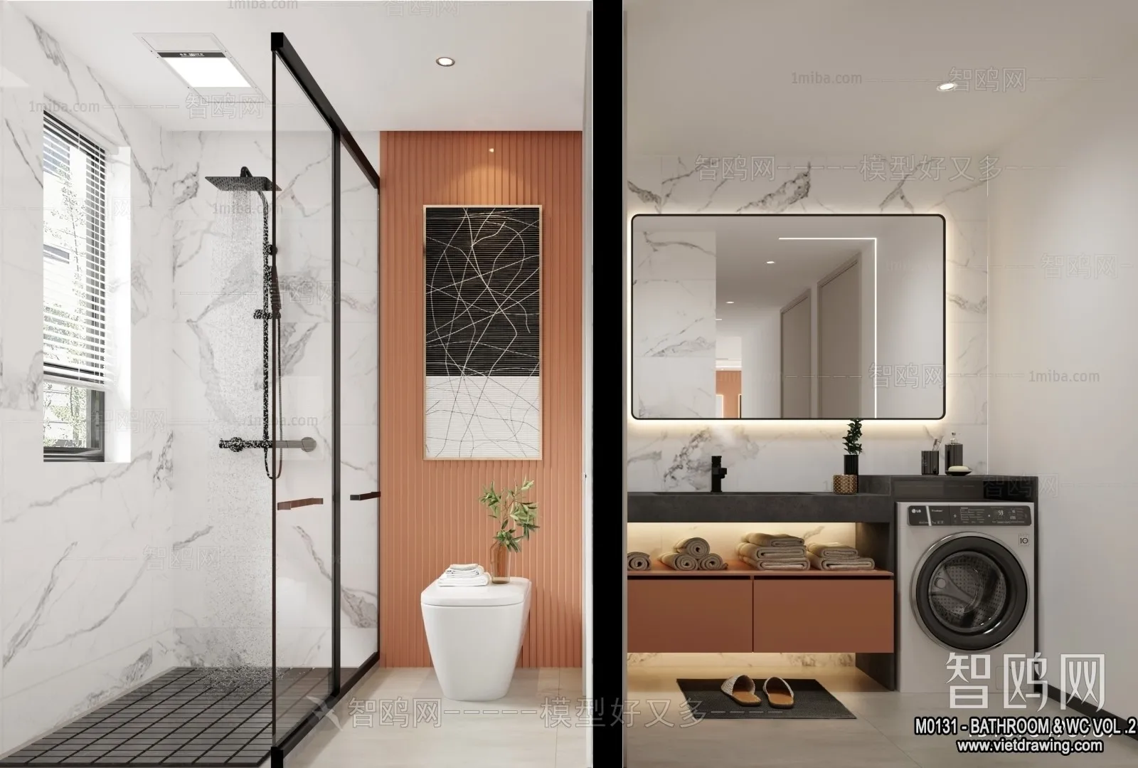 Bathroom - Toilet - WC - RestRoom - 3D Interior Scene - 326