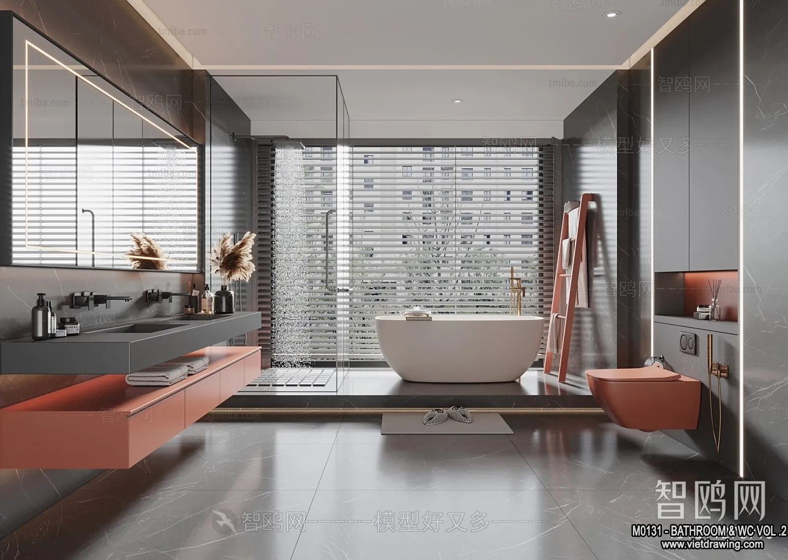 Bathroom - Toilet - WC - RestRoom - 3D Interior Scene - 328