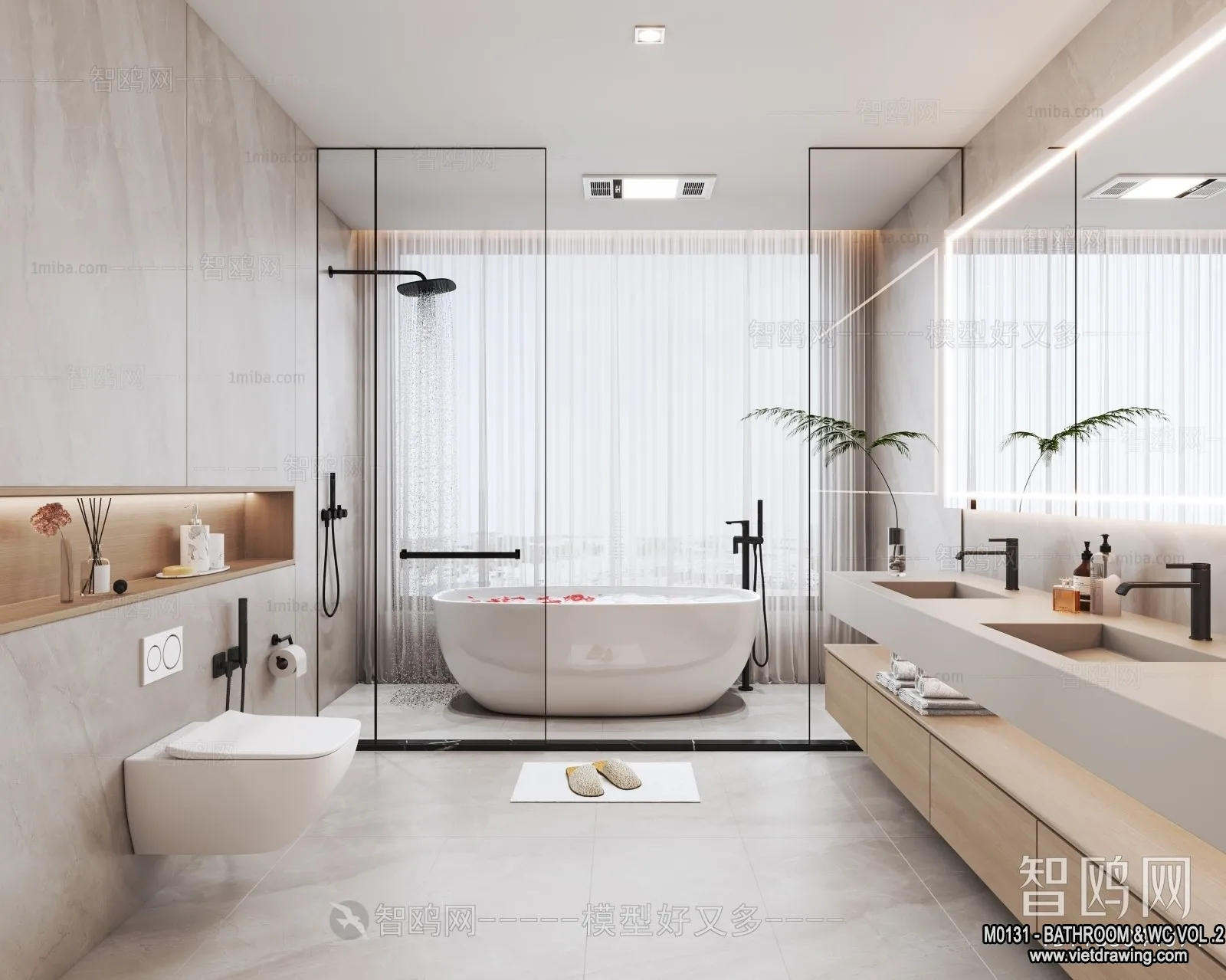 Bathroom - Toilet - WC - RestRoom - 3D Interior Scene - 332