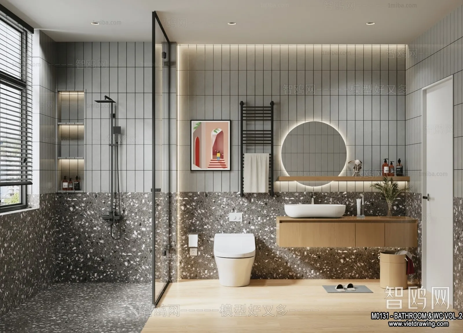 Bathroom - Toilet - WC - RestRoom - 3D Interior Scene - 333