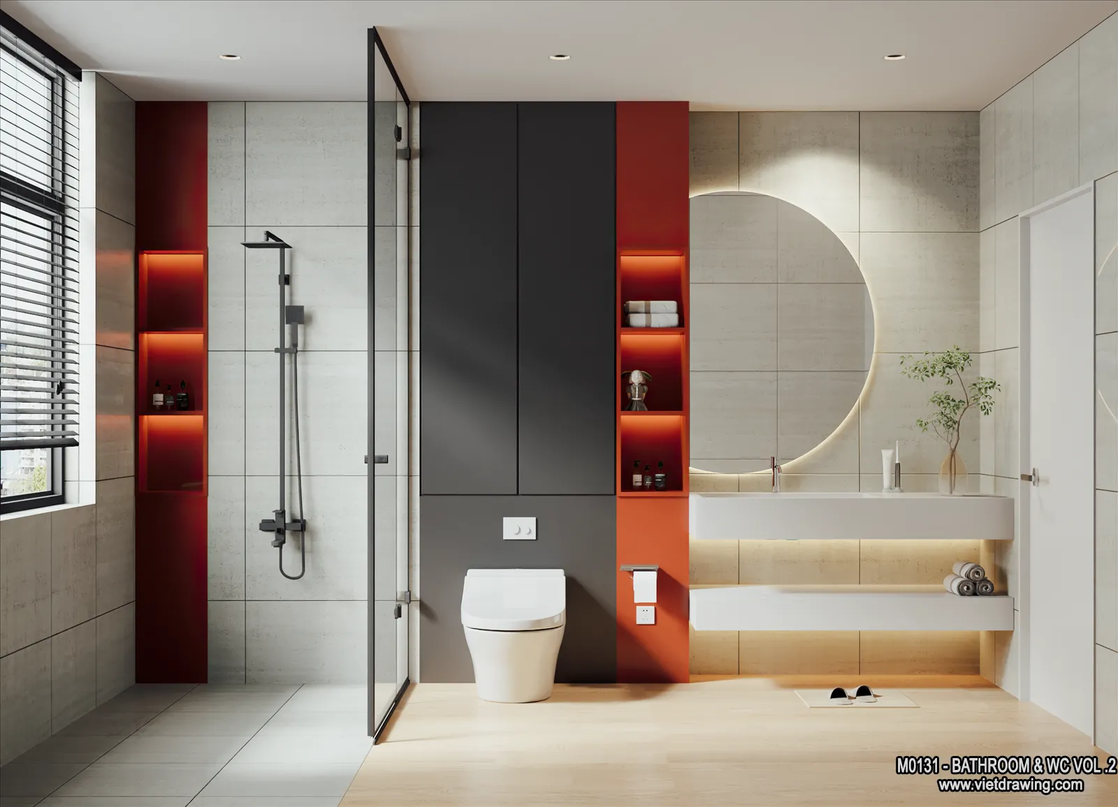 Bathroom - Toilet - WC - RestRoom - 3D Interior Scene - 339