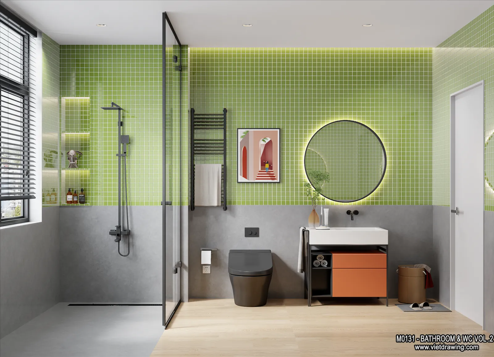 Bathroom - Toilet - WC - RestRoom - 3D Interior Scene - 340