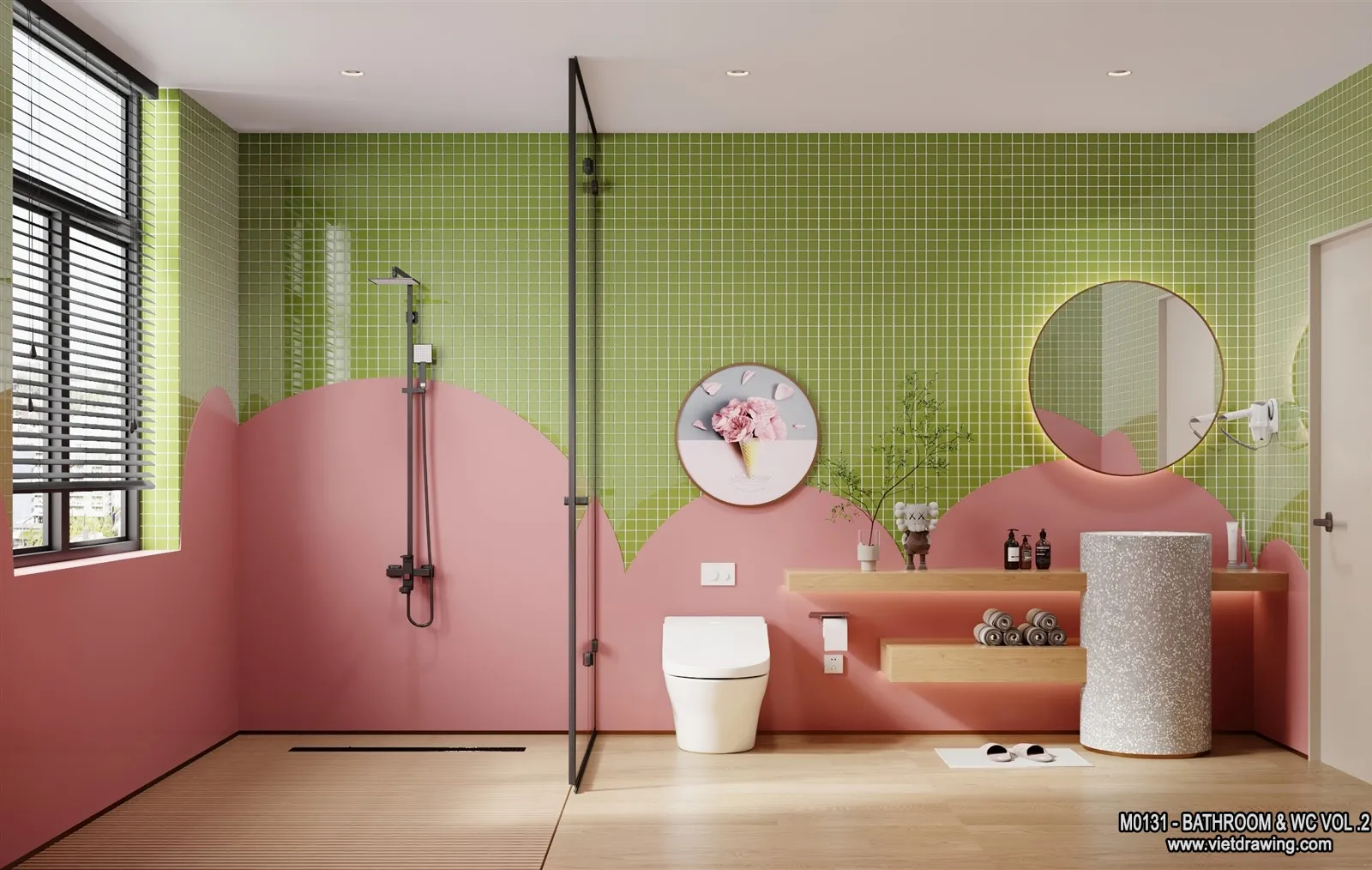 Bathroom - Toilet - WC - RestRoom - 3D Interior Scene - 343