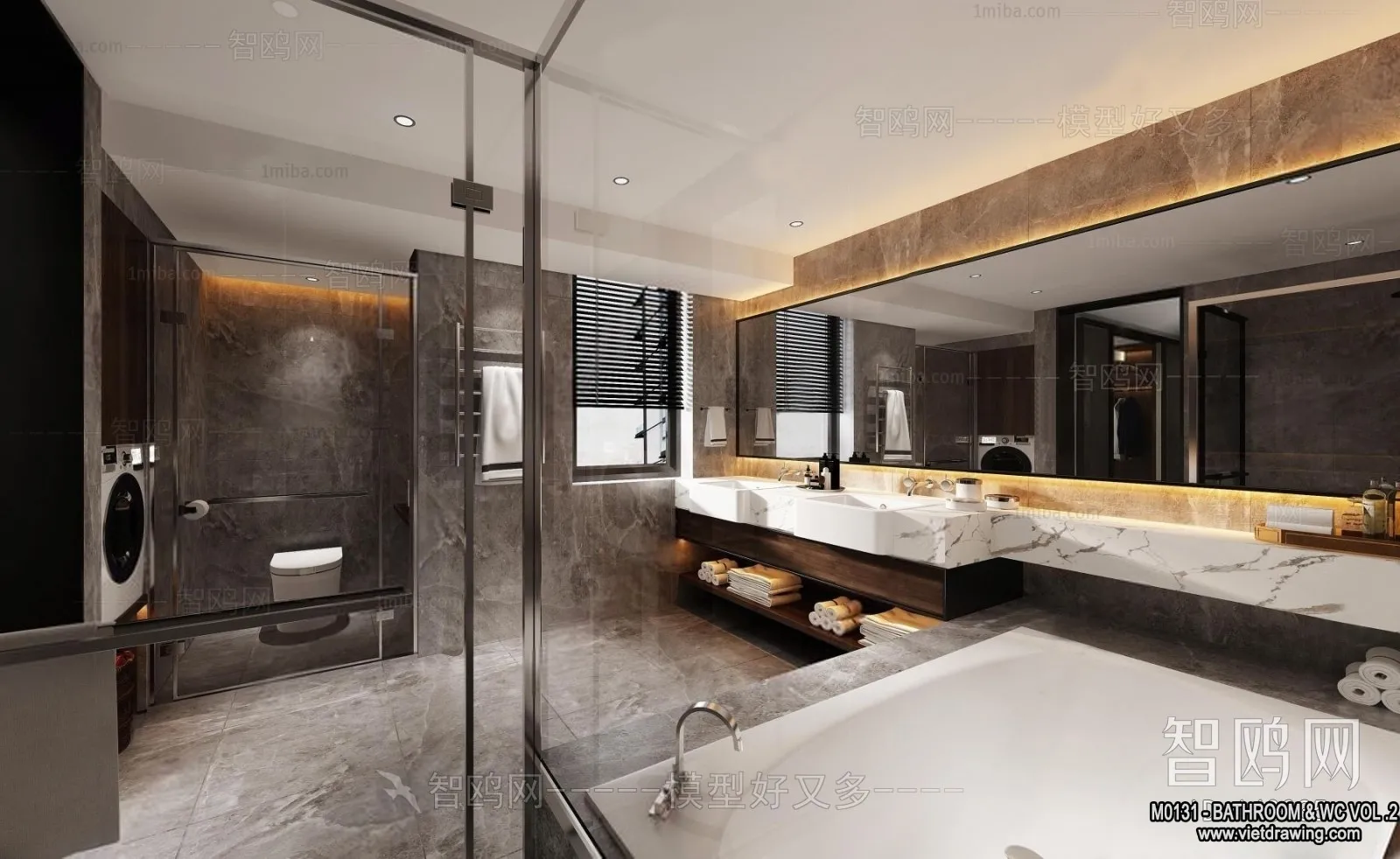 Bathroom - Toilet - WC - RestRoom - 3D Interior Scene - 348