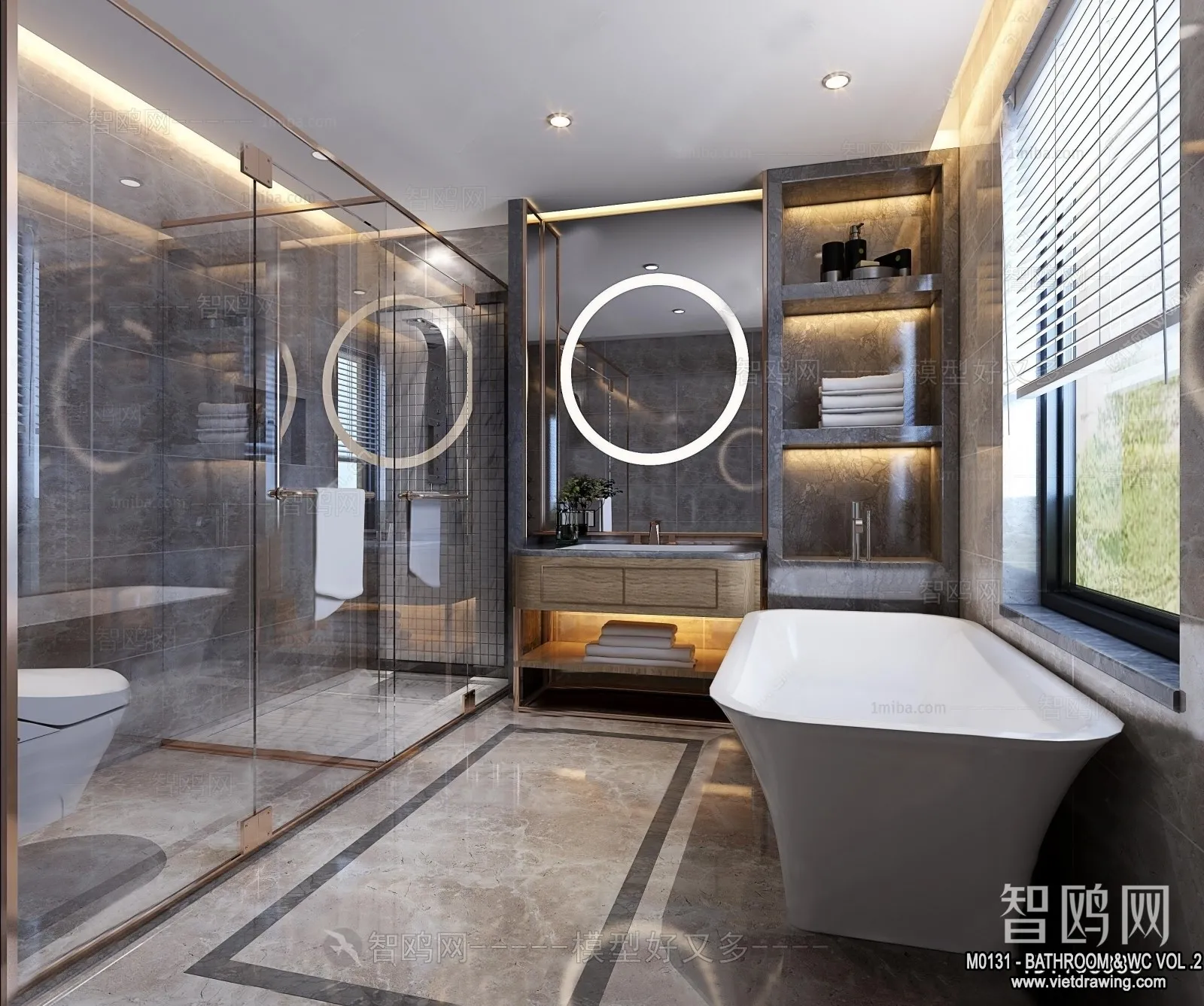 Bathroom - Toilet - WC - RestRoom - 3D Interior Scene - 350