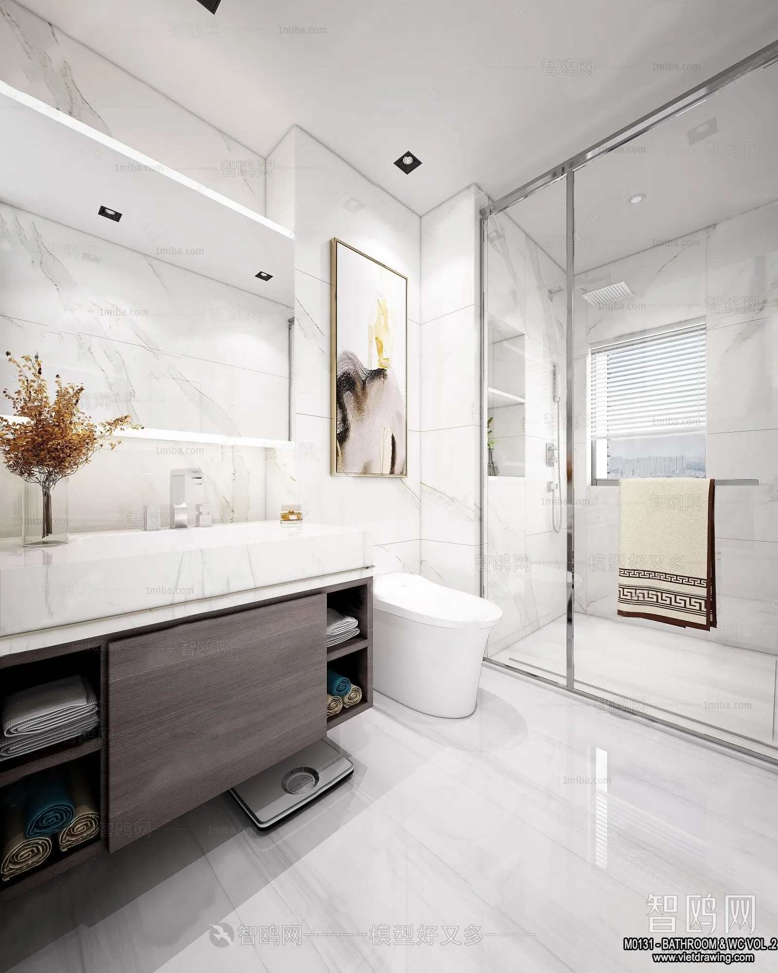 Bathroom - Toilet - WC - RestRoom - 3D Interior Scene - 353