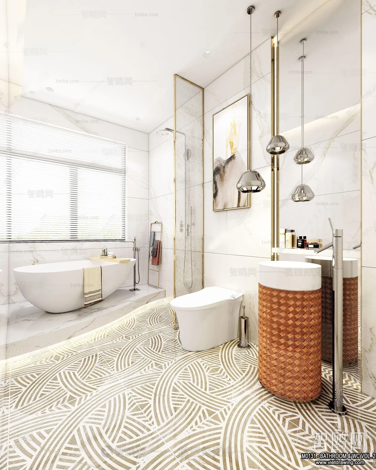 Bathroom - Toilet - WC - RestRoom - 3D Interior Scene - 354