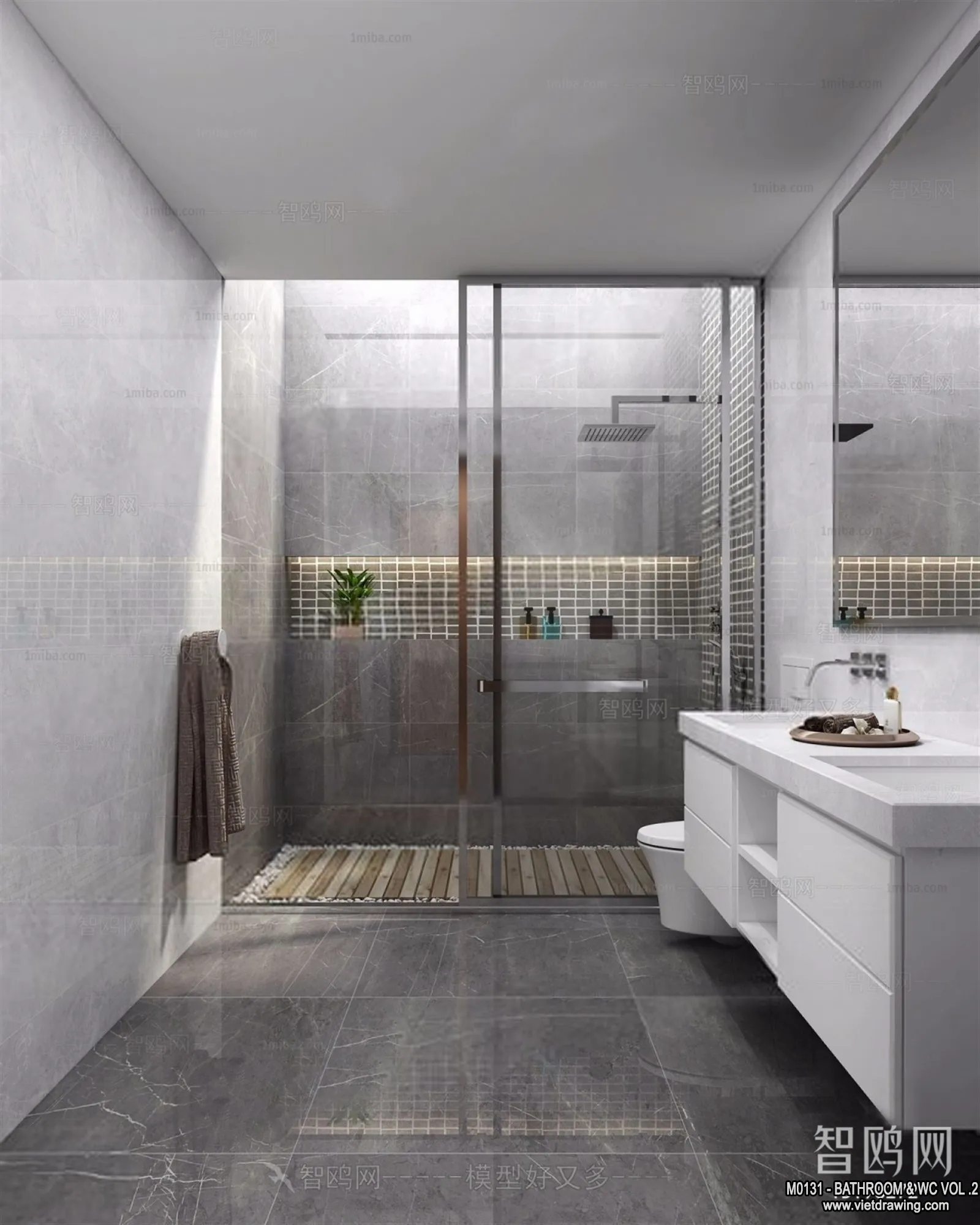 Bathroom - Toilet - WC - RestRoom - 3D Interior Scene - 356