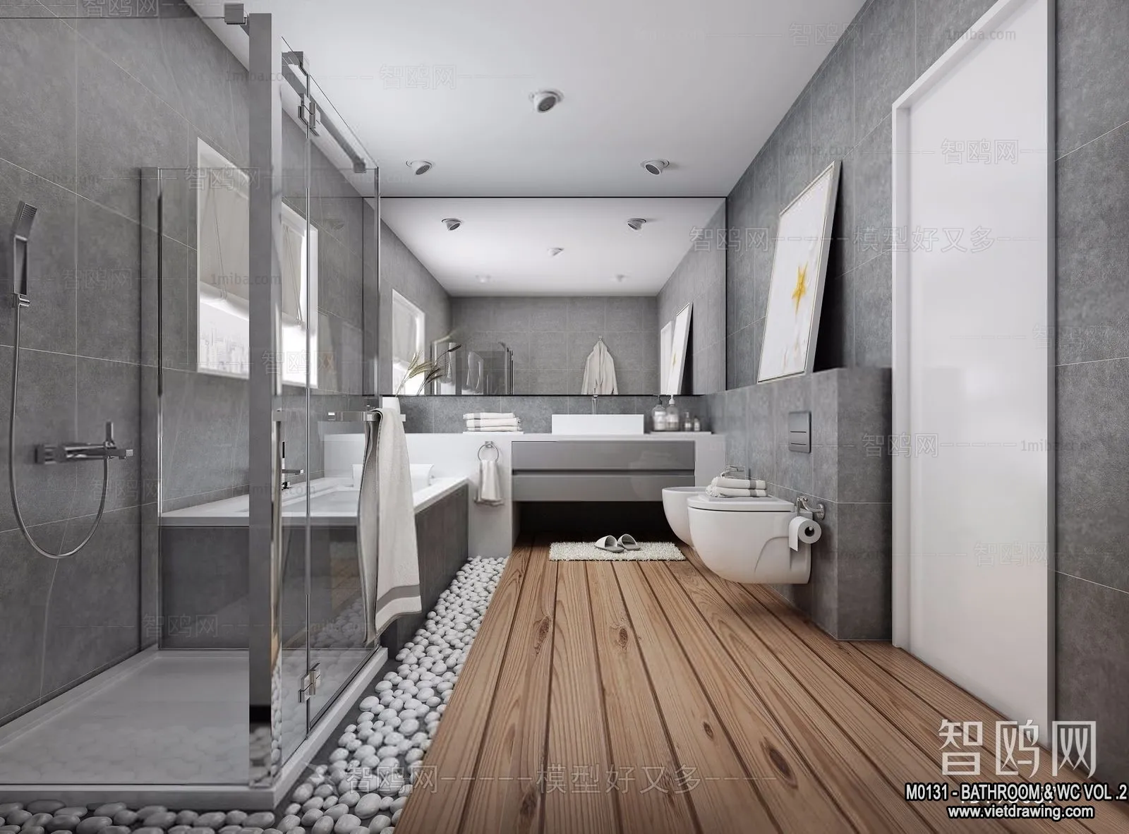 Bathroom - Toilet - WC - RestRoom - 3D Interior Scene - 359