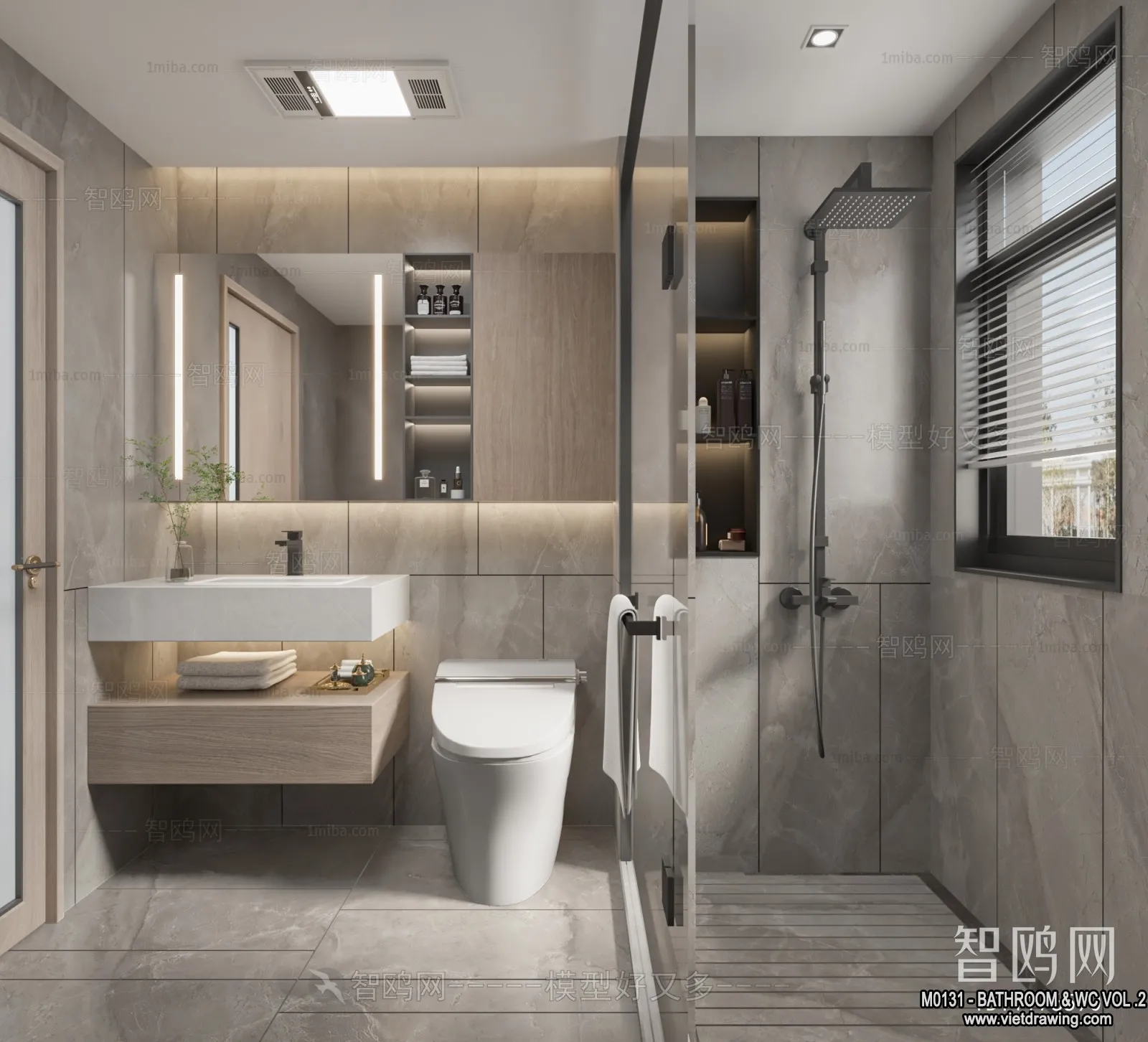 Bathroom - Toilet - WC - RestRoom - 3D Interior Scene - 364