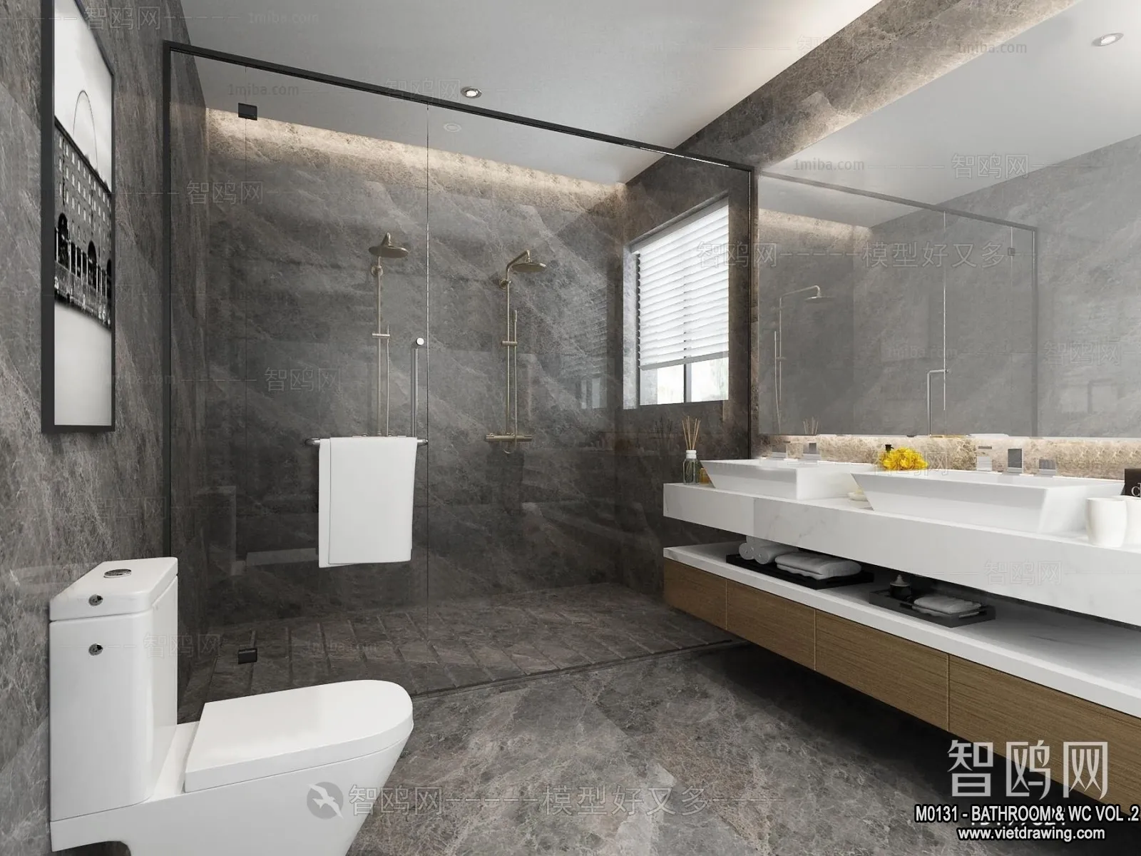 Bathroom - Toilet - WC - RestRoom - 3D Interior Scene - 366