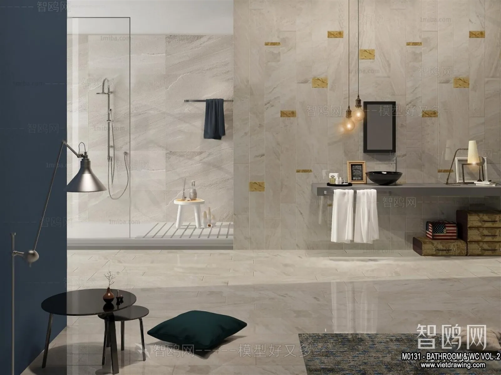 Bathroom - Toilet - WC - RestRoom - 3D Interior Scene - 369