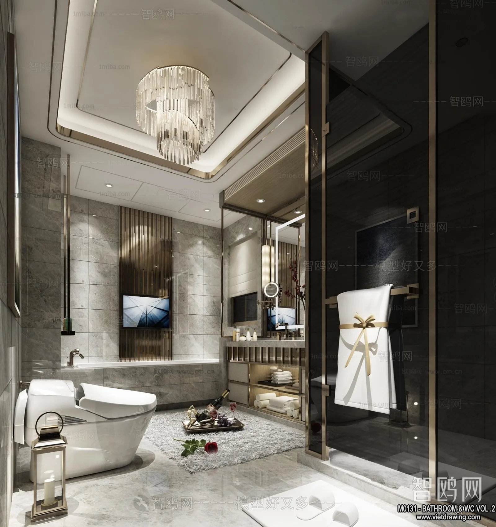 Bathroom - Toilet - WC - RestRoom - 3D Interior Scene - 370