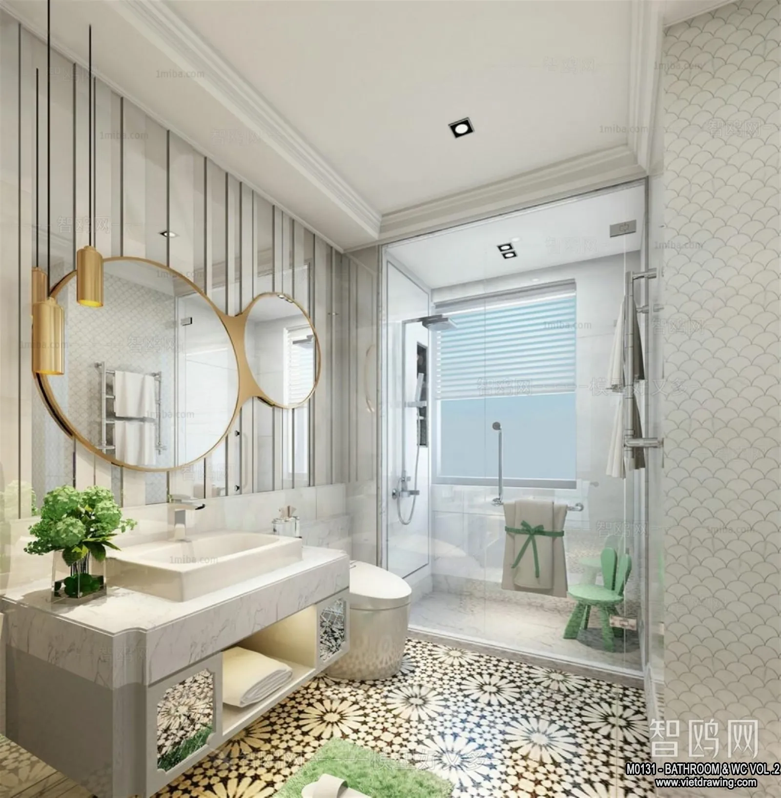 Bathroom - Toilet - WC - RestRoom - 3D Interior Scene - 371