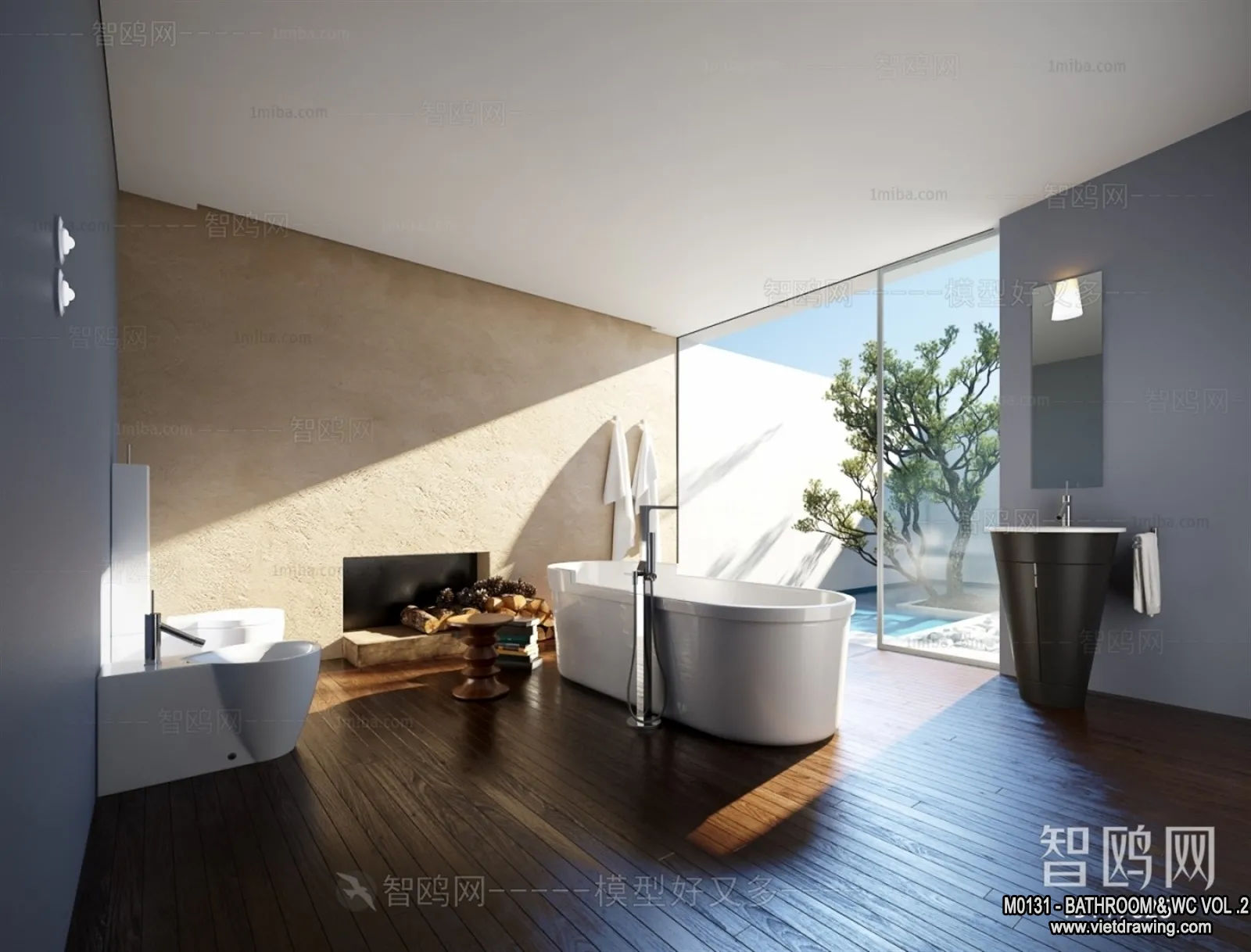 Bathroom - Toilet - WC - RestRoom - 3D Interior Scene - 372