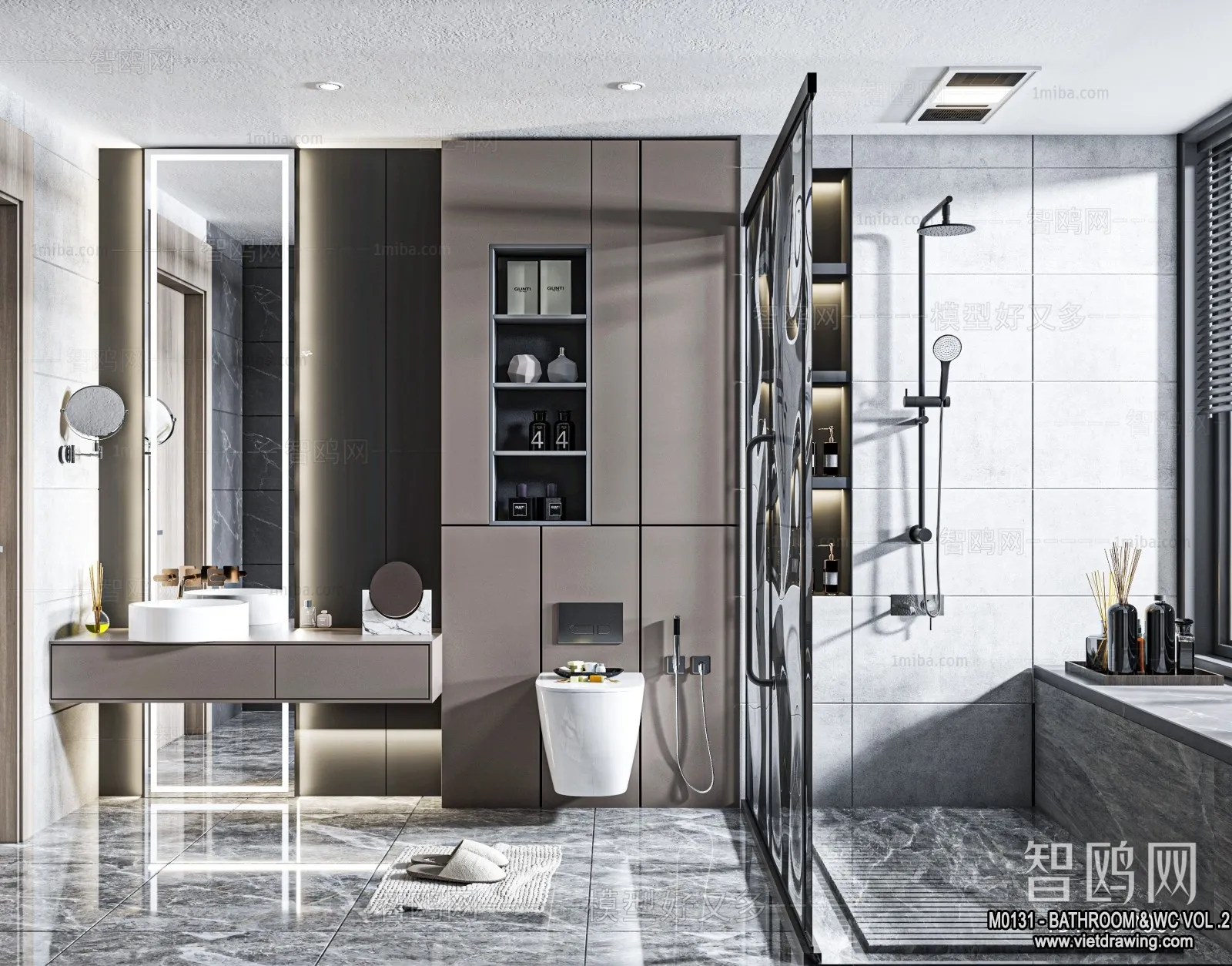 Bathroom - Toilet - WC - RestRoom - 3D Interior Scene - 375