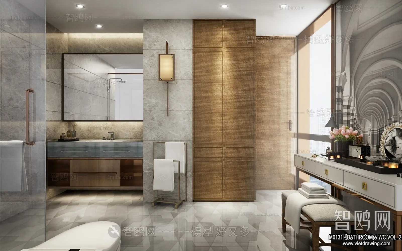Bathroom - Toilet - WC - RestRoom - 3D Interior Scene - 376