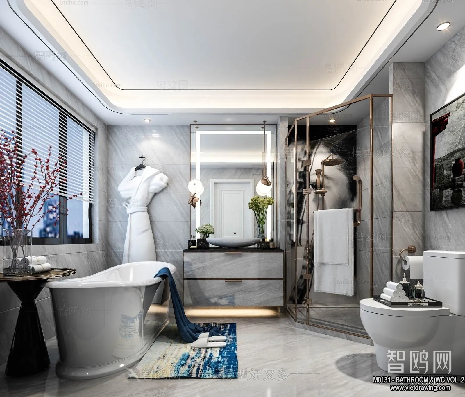 Bathroom - Toilet - WC - RestRoom - 3D Interior Scene - 378