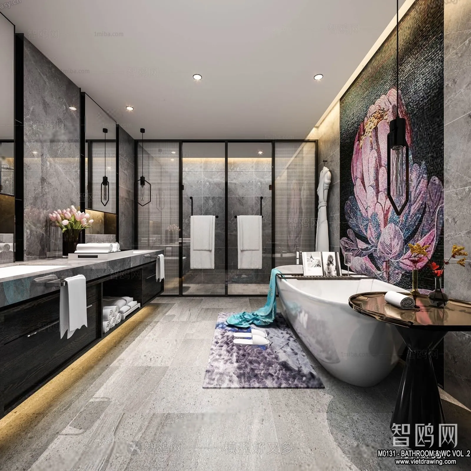 Bathroom - Toilet - WC - RestRoom - 3D Interior Scene - 379