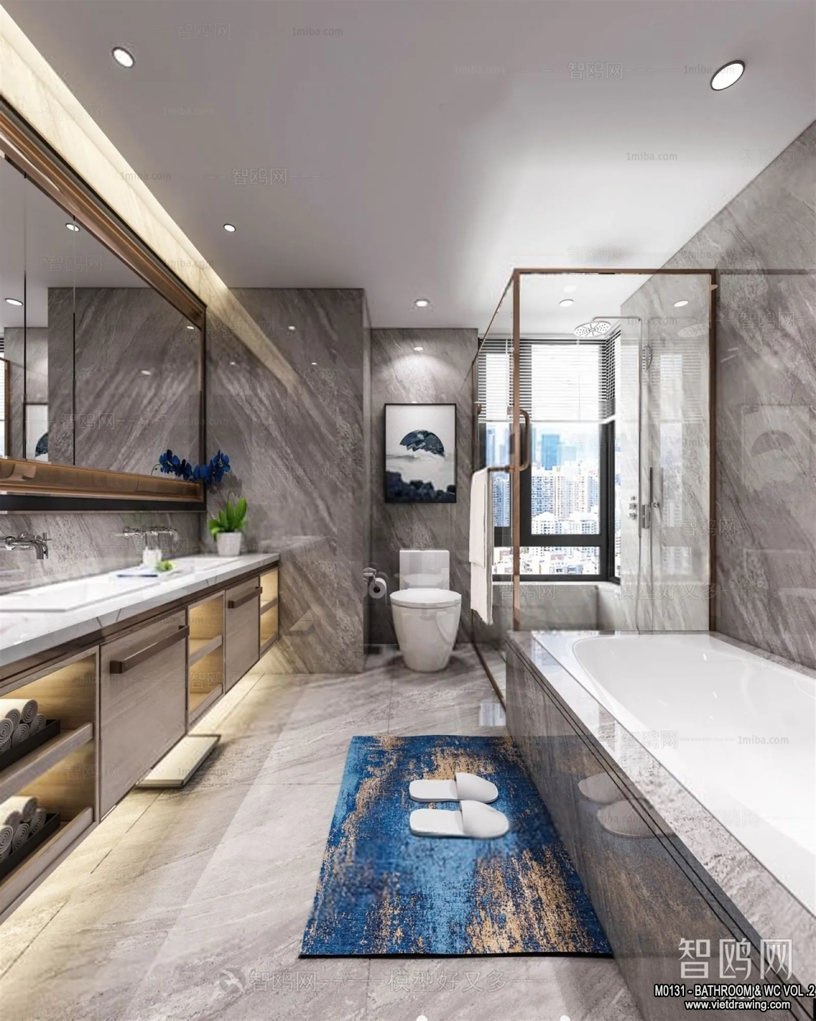 Bathroom - Toilet - WC - RestRoom - 3D Interior Scene - 381