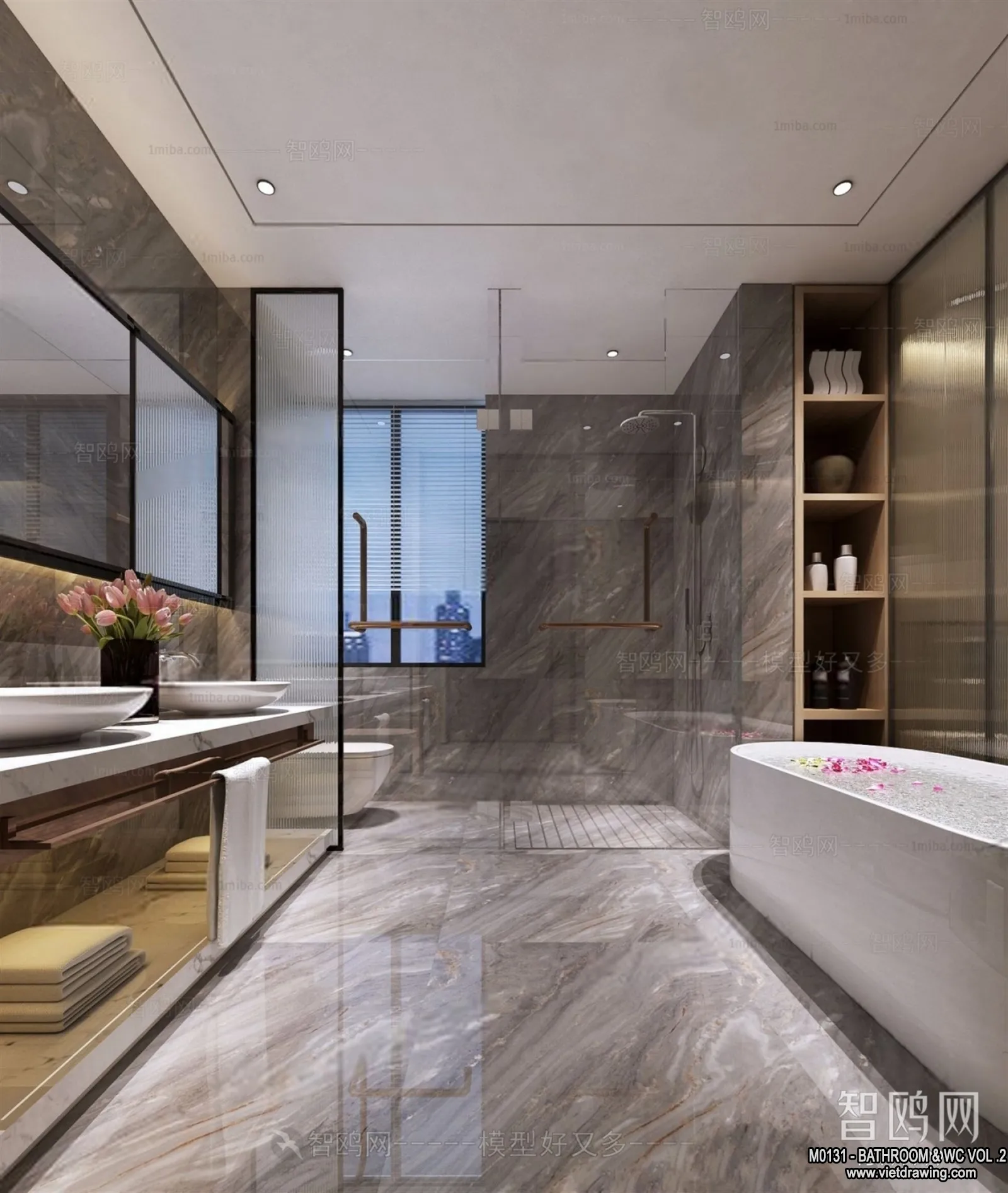 Bathroom - Toilet - WC - RestRoom - 3D Interior Scene - 384