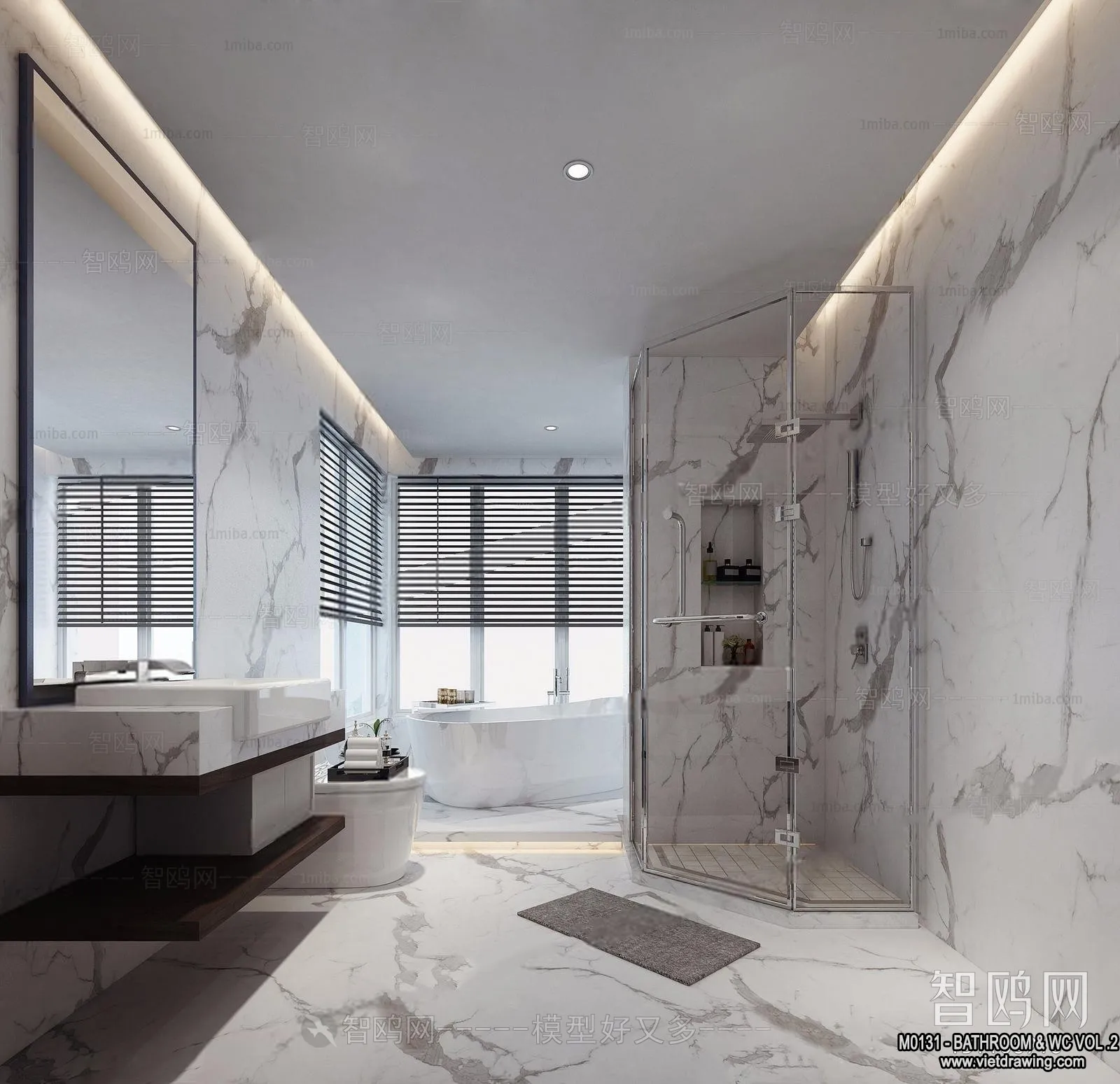 Bathroom - Toilet - WC - RestRoom - 3D Interior Scene - 385