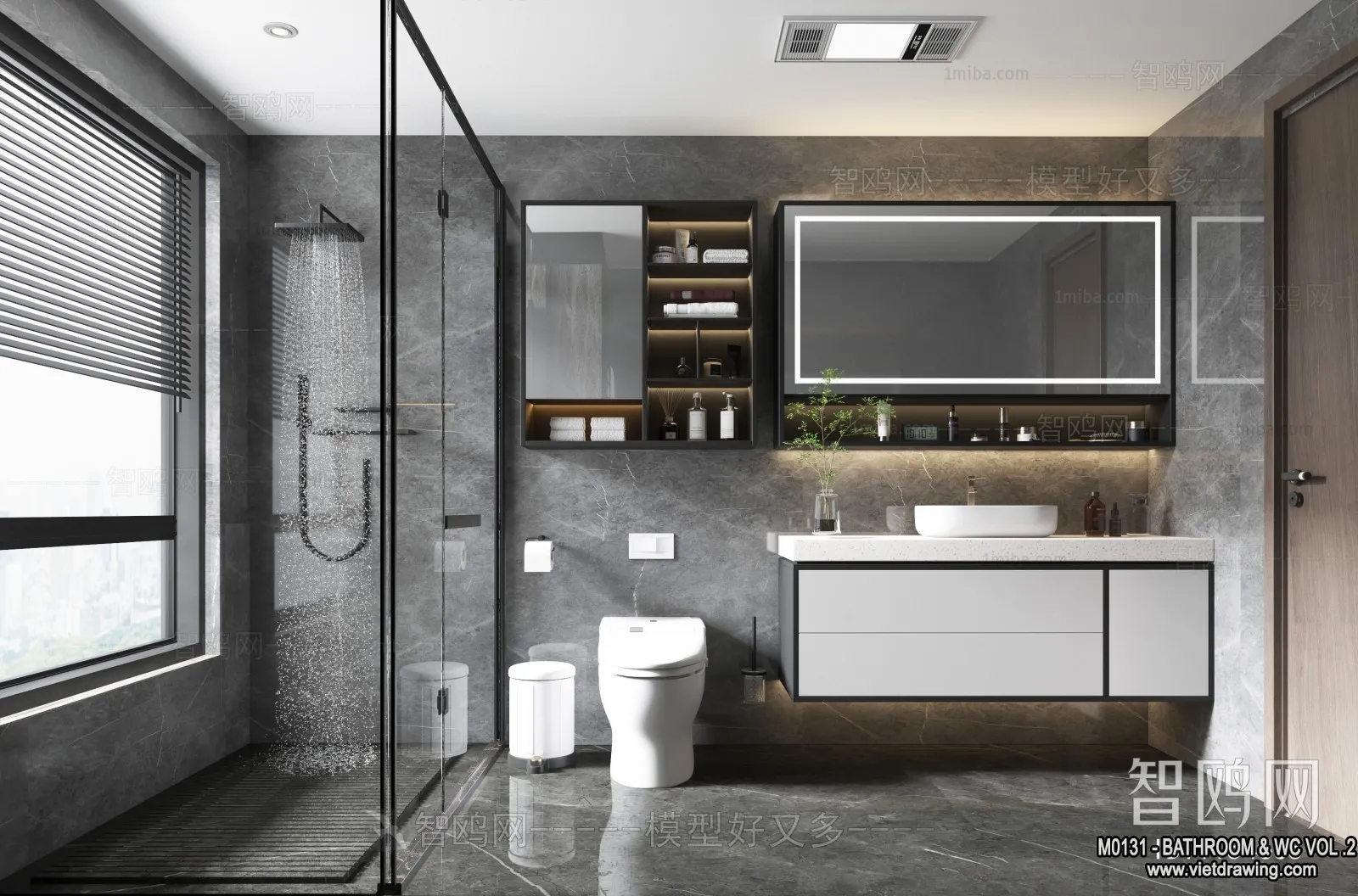 Bathroom - Toilet - WC - RestRoom - 3D Interior Scene - 386